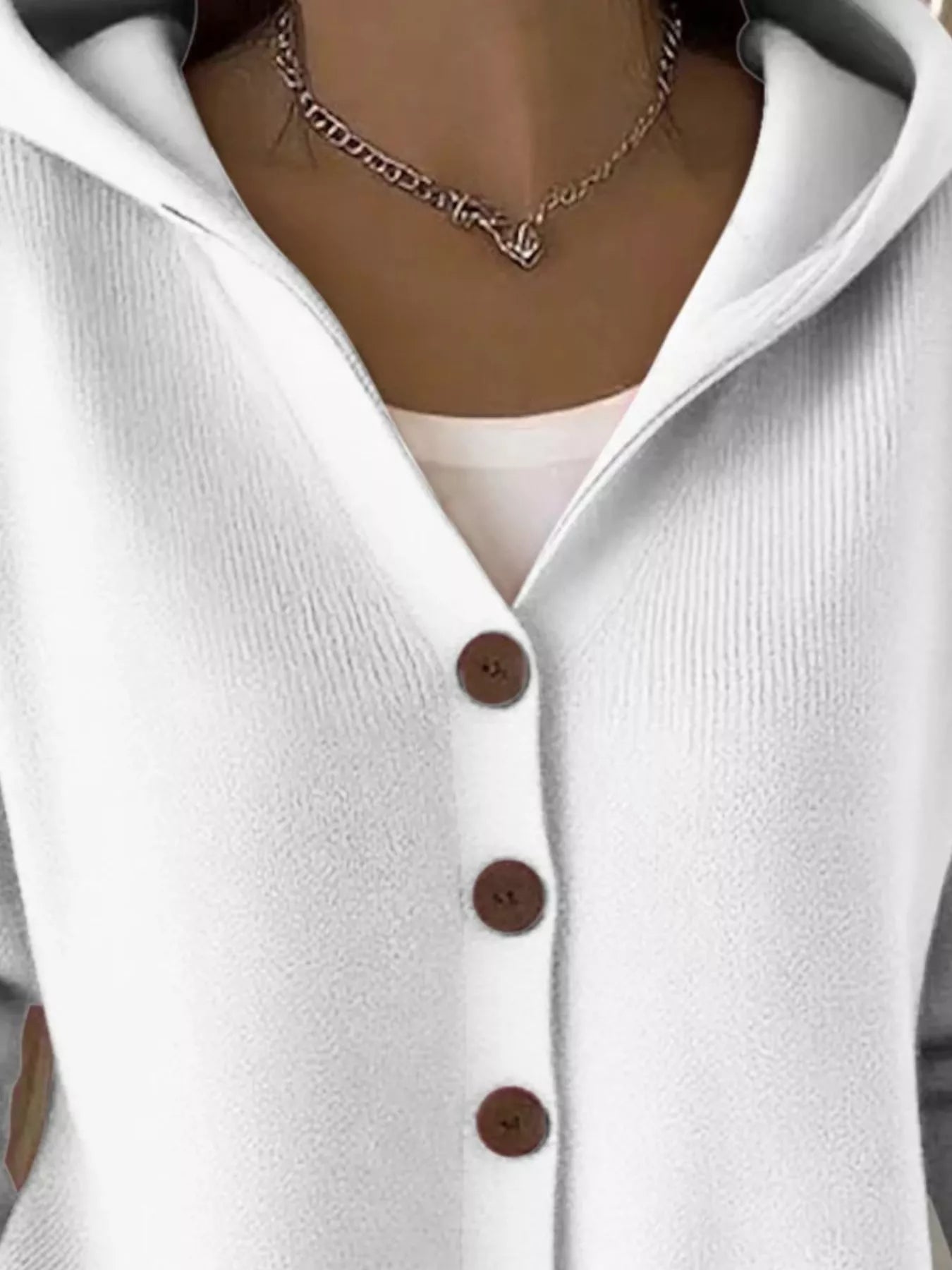 Full Size Hooded Button-Front Soft Knit Cardigan Plus Size  Shop One Place