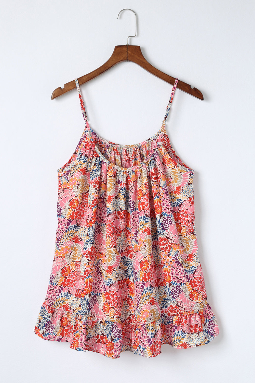 Multicolor Floral Print Spaghetti Straps Sleeveless Top