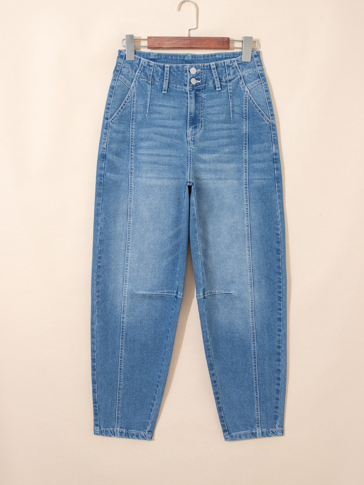 Washed Cuffed Barrel Jeans  Shop One Place