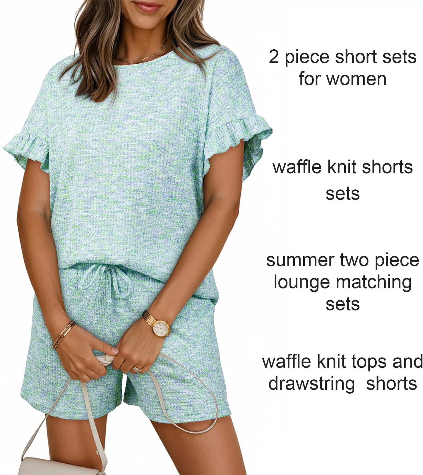 Ruffle Sleeve Textured Top and Shorts Set  Shop One Place