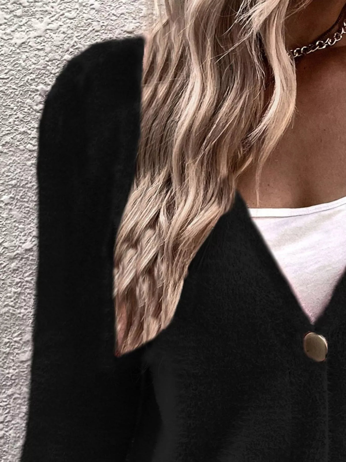 Soft Fuzzy V-Neck Button-Down Cardigan  Shop One Place