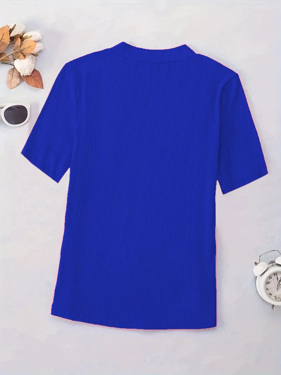 Full Size Solid V-Neck Short Sleeve T-Shirt Plus Size  Shop One Place