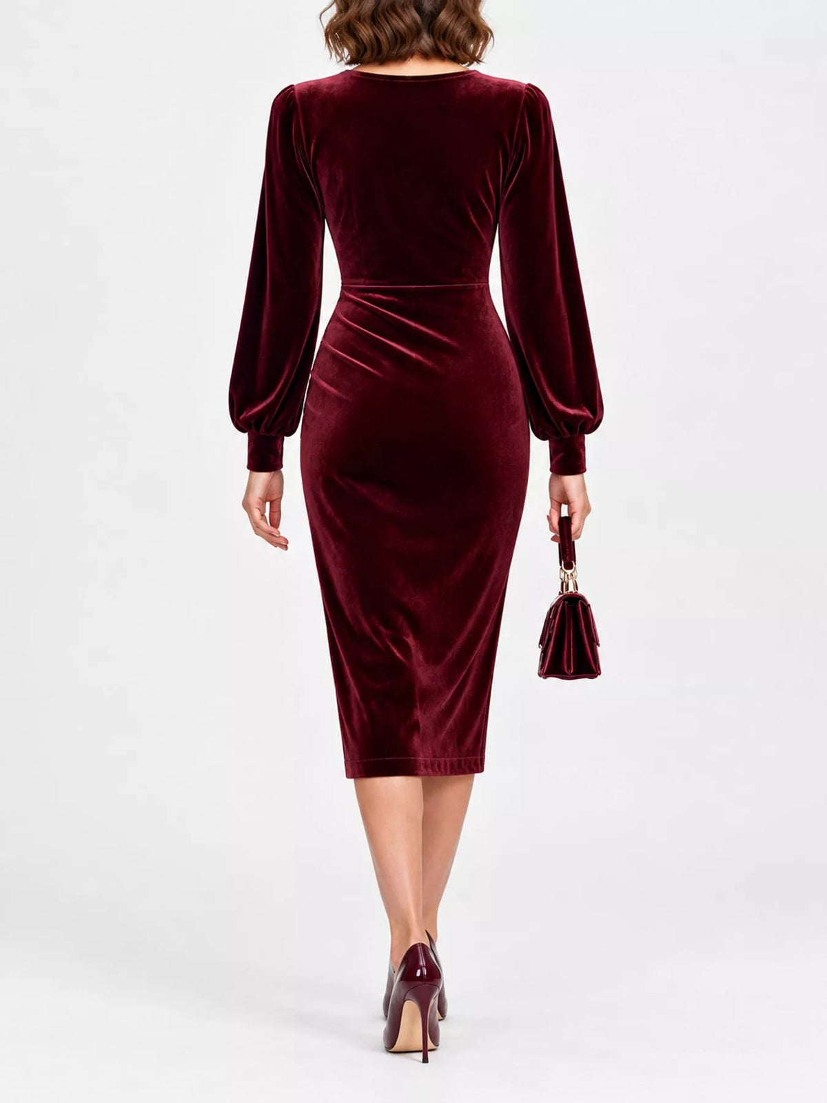 Women's Velvet Long Sleeve Wrap Dress – view 15