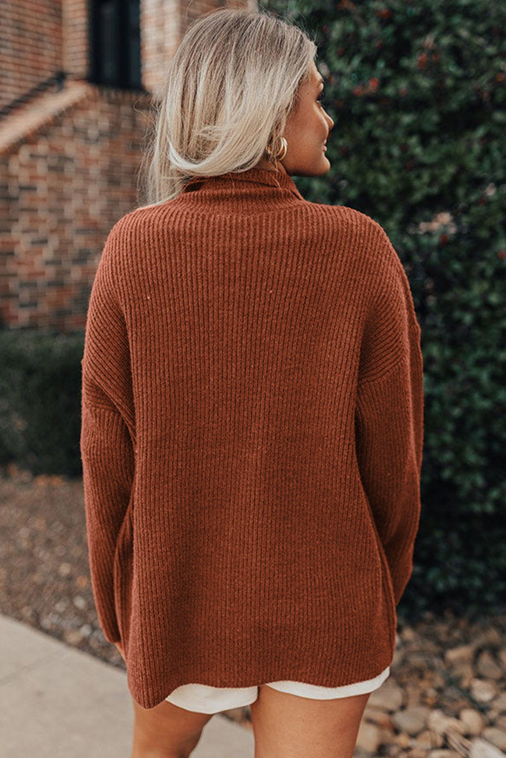 Ribbed Knit Buttons Front Flap Pocket Casual Shacket