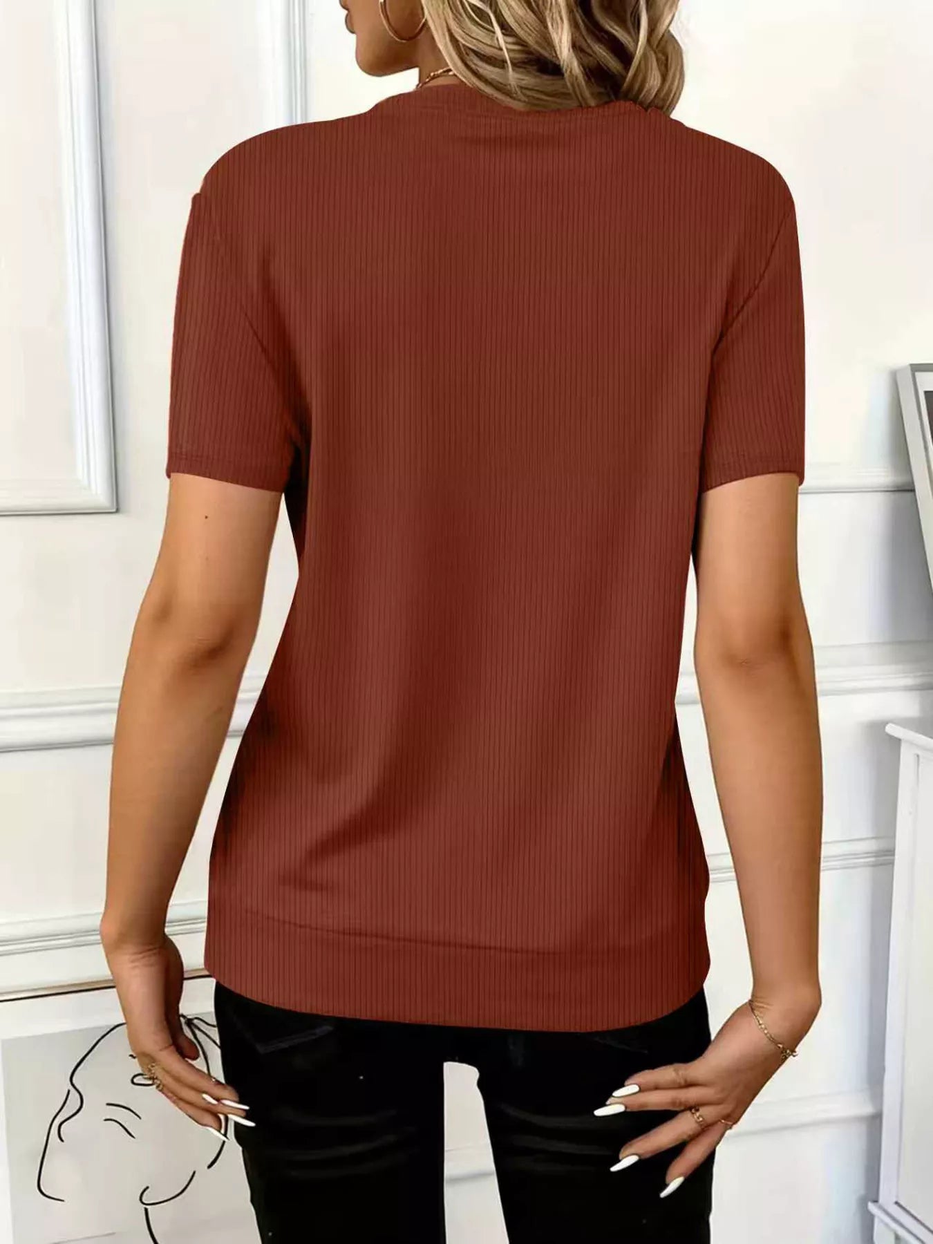 Half Zip Short Sleeve Top  Shop One Place
