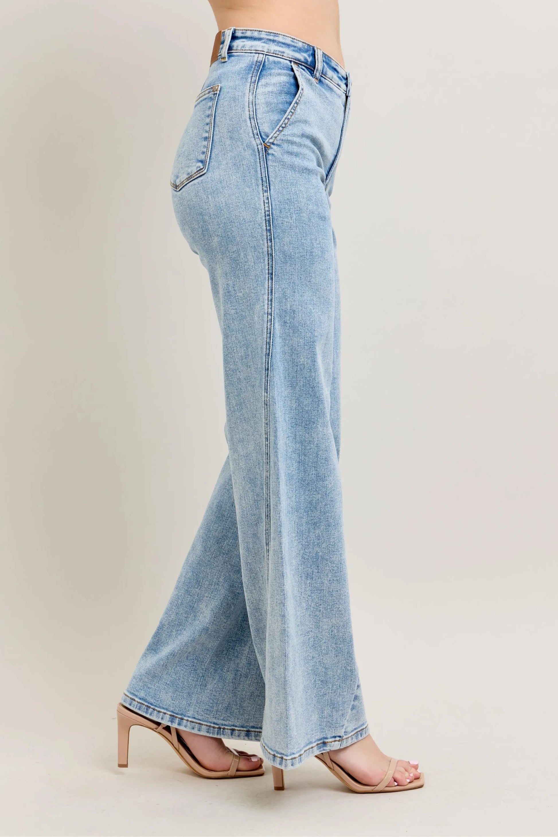 Judy Blue Full Size High Waist Wide Leg Jeans with Skewed Inseam Plus Size  Shop One Place