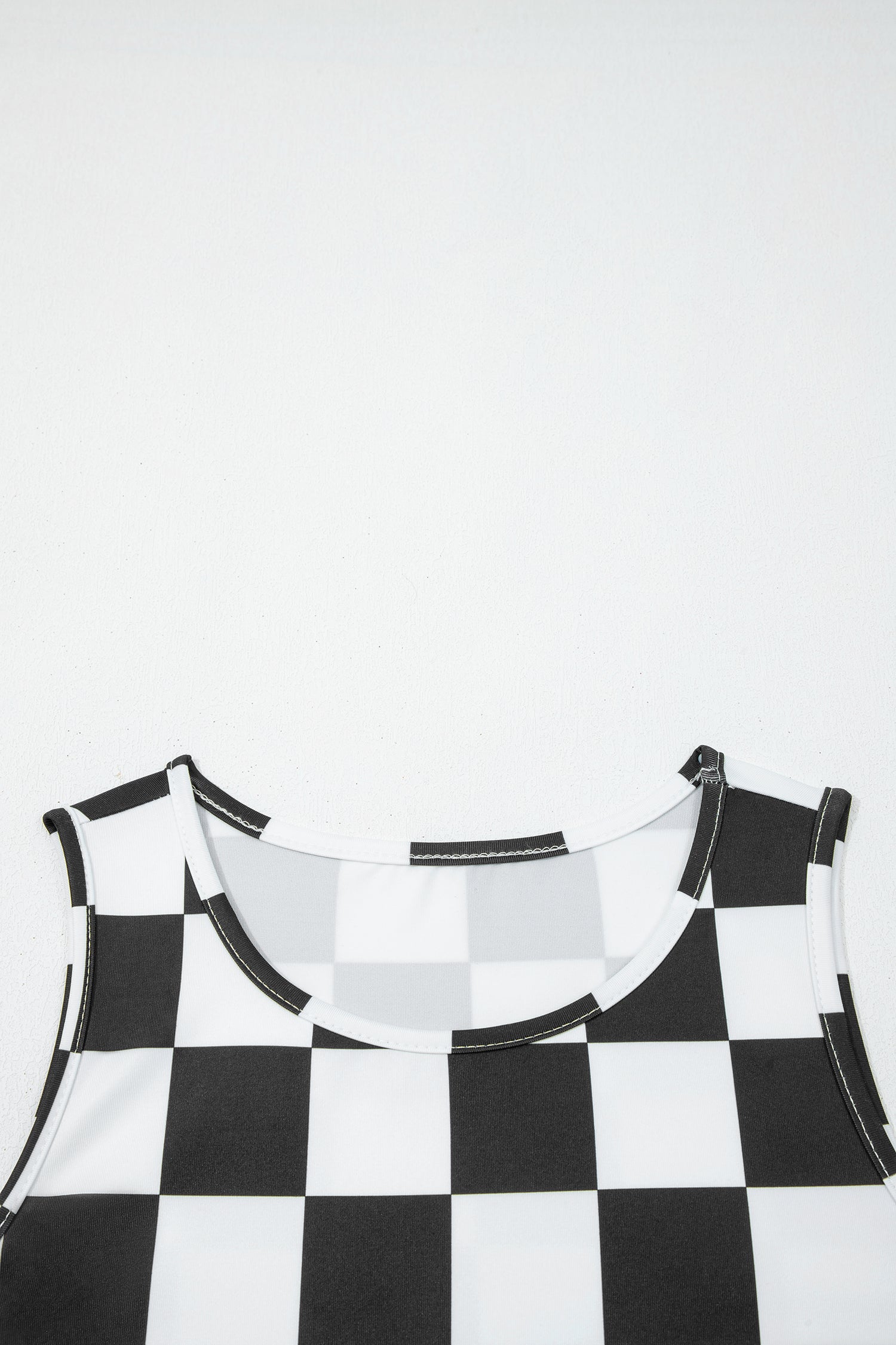 Black Checkerboard Printed Slim Tank Top  Shop One Place