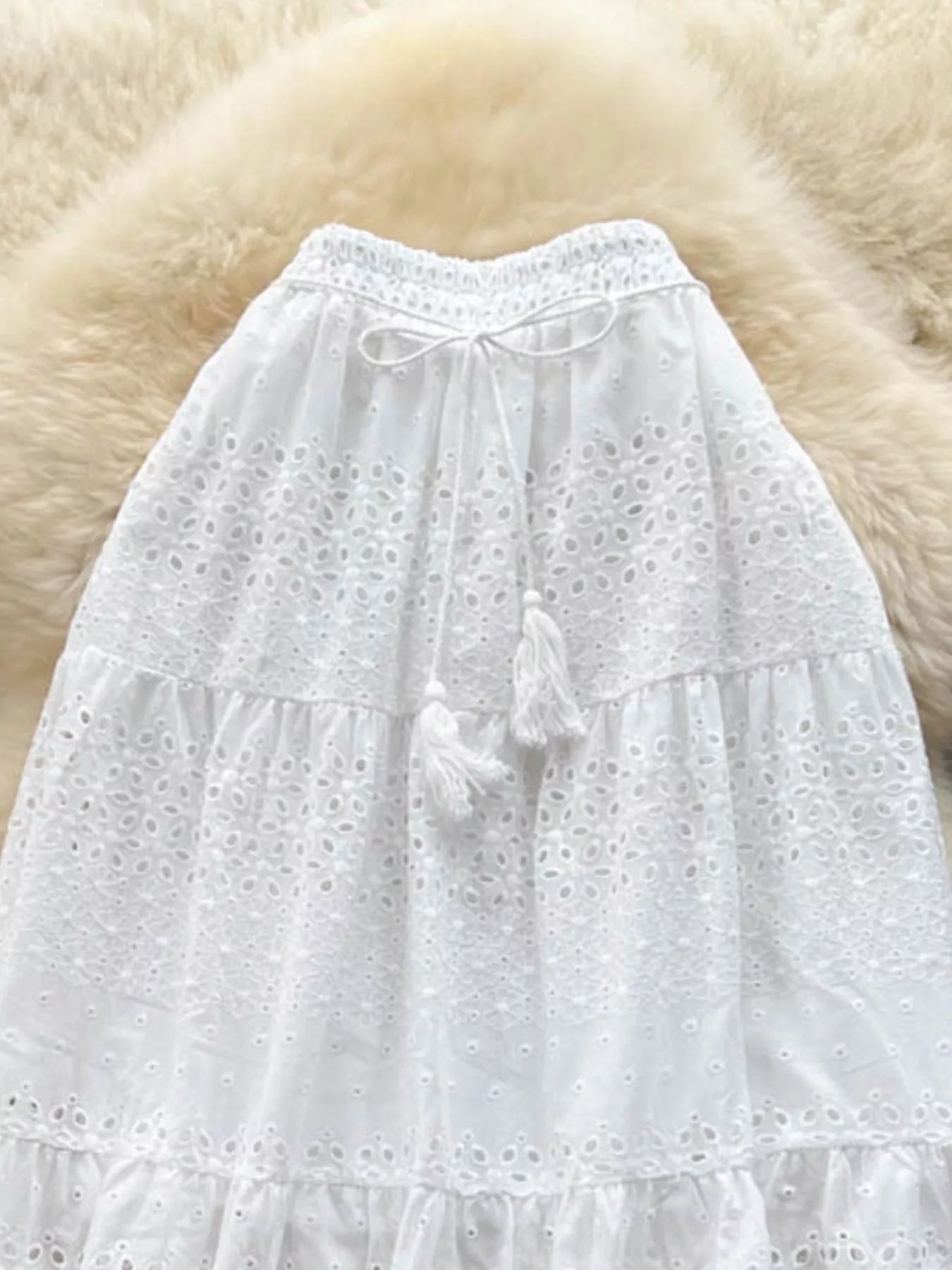 Eyelet Tiered Maxi Skirt  Shop One Place