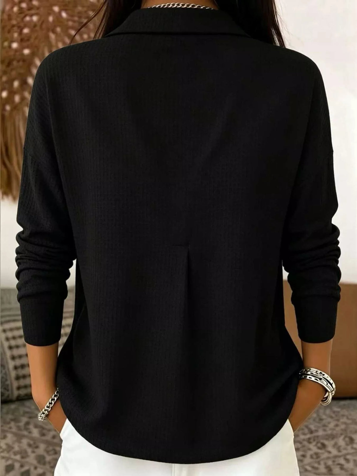 Women's Waffle Knit Snap-Front Blouse – view 4
