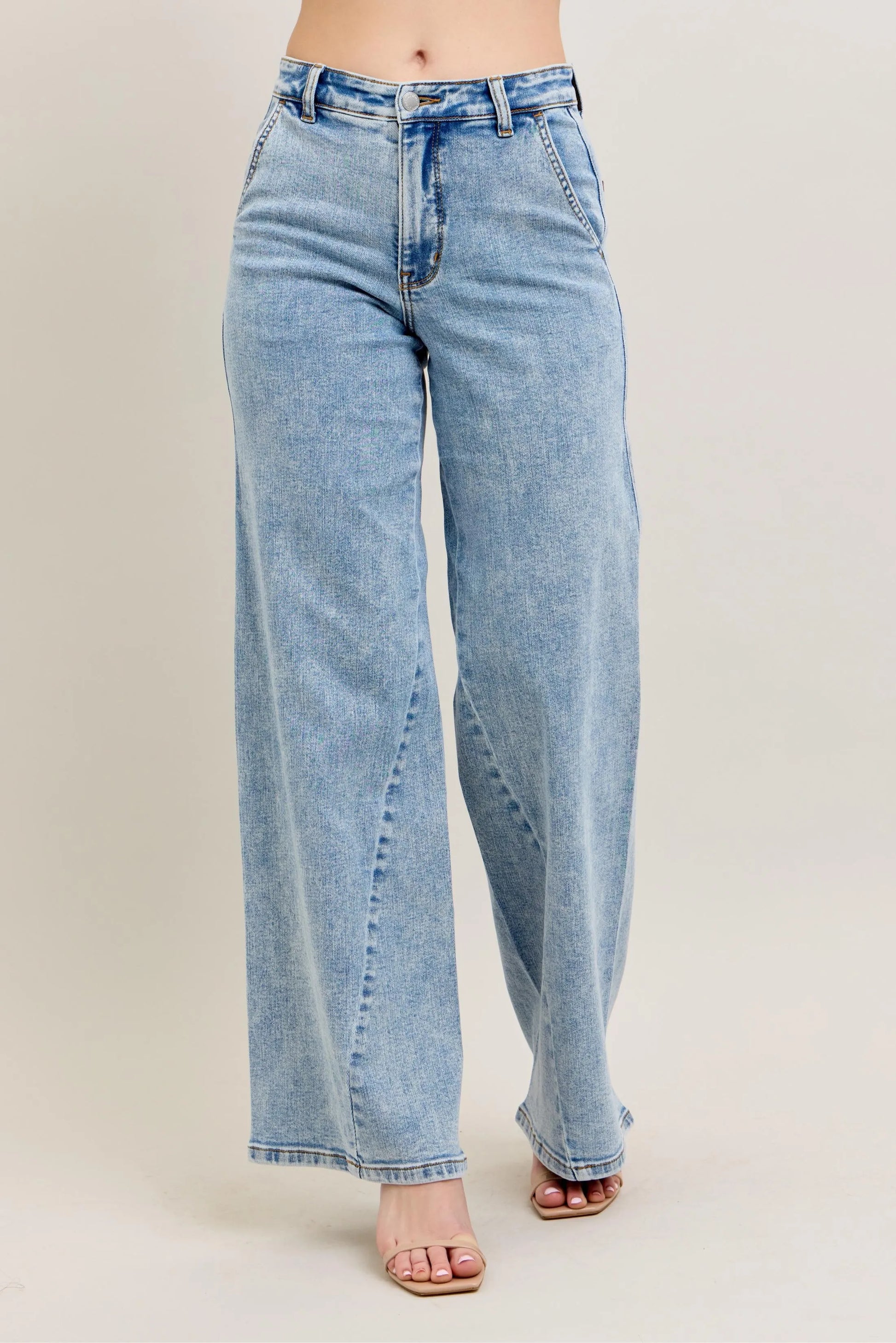 Judy Blue Full Size High Waist Wide Leg Jeans with Skewed Inseam Plus Size  Shop One Place