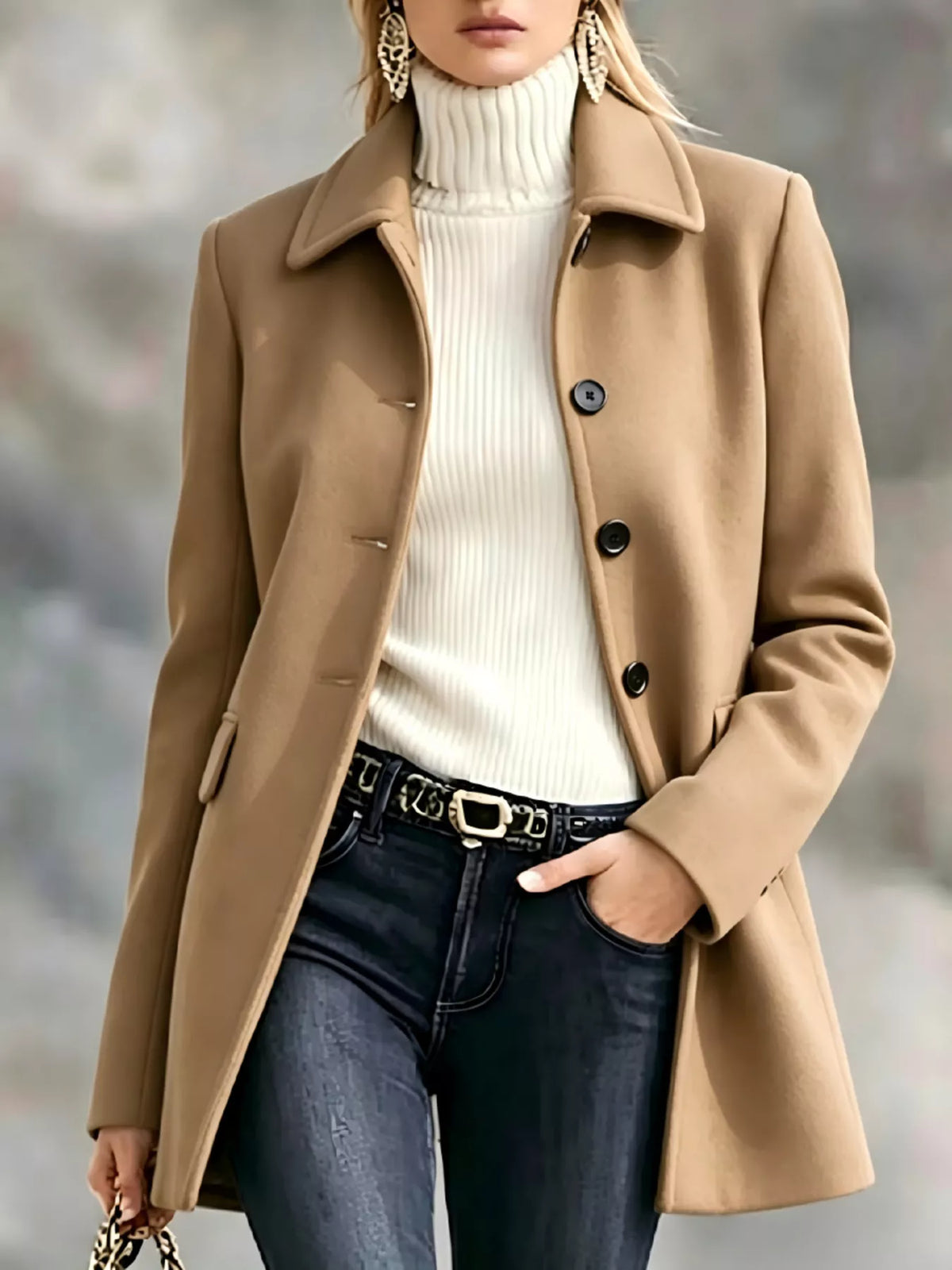 Women's Button-Up Collared Coat