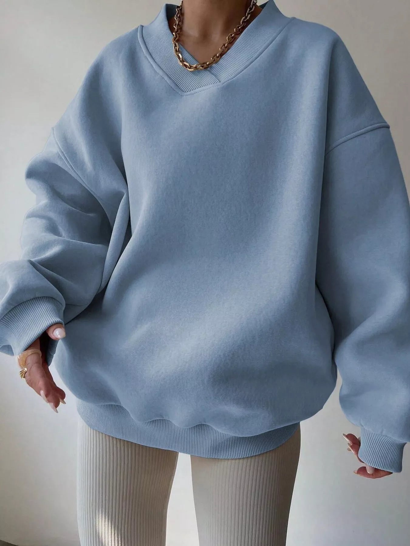 Dropped Shoulder Long Sleeve Oversized Sweatshirt  Shop One Place