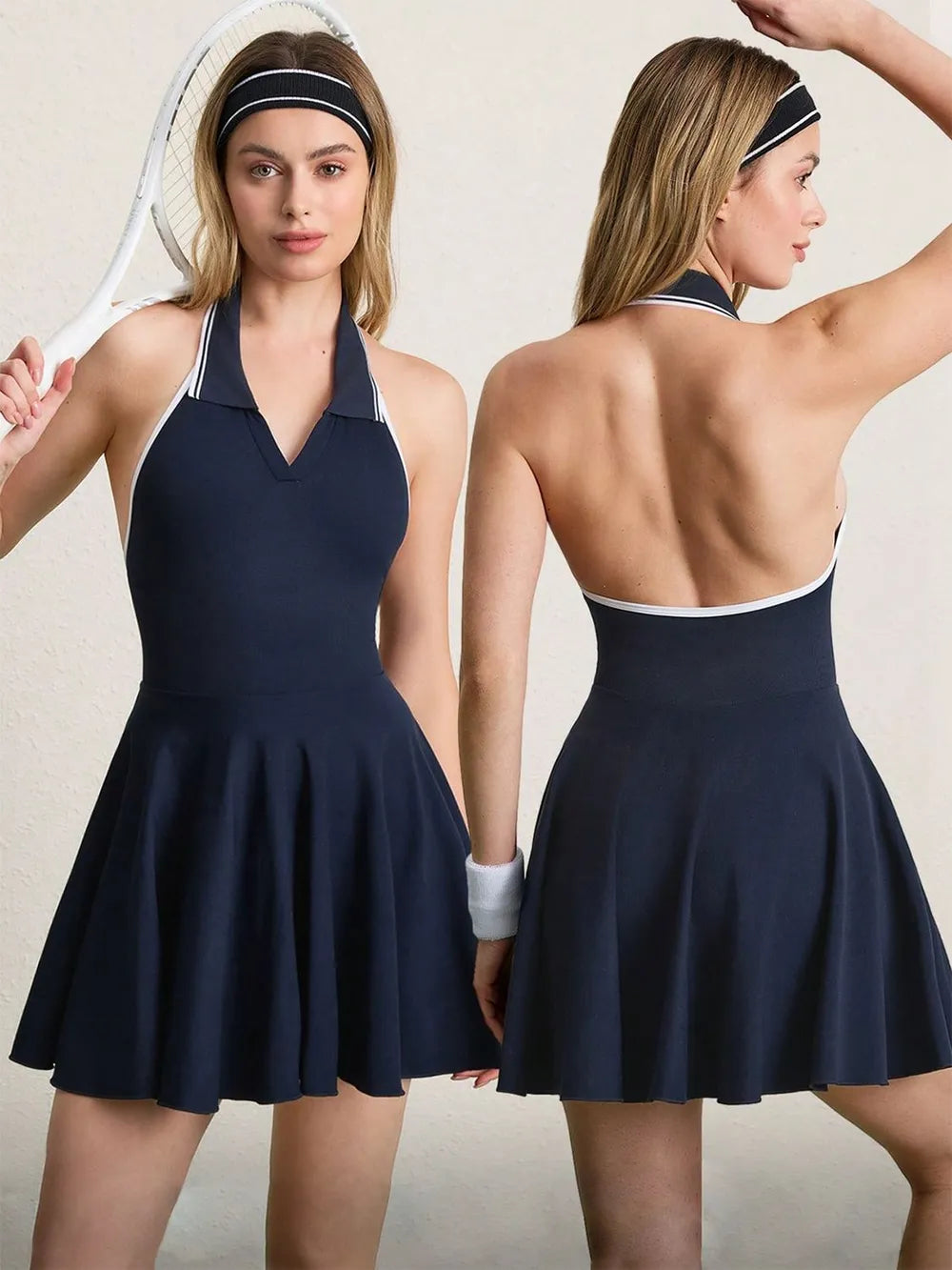Backless Halter Neck Active Dress  Shop One Place