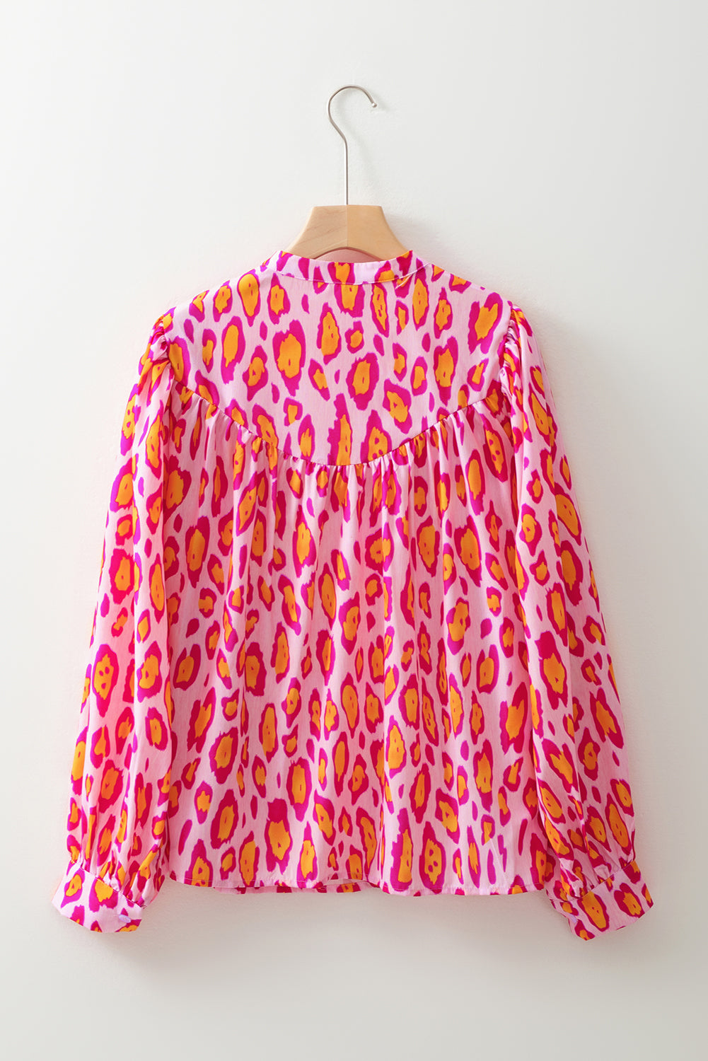 Light French Beige Leopard Print Balloon Sleeve Loose Blouse  Shop One Place