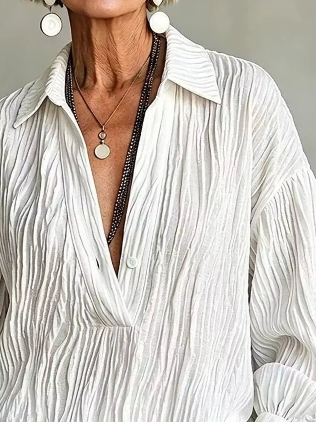 Women's Textured Long Sleeve Button Blouse – view 4