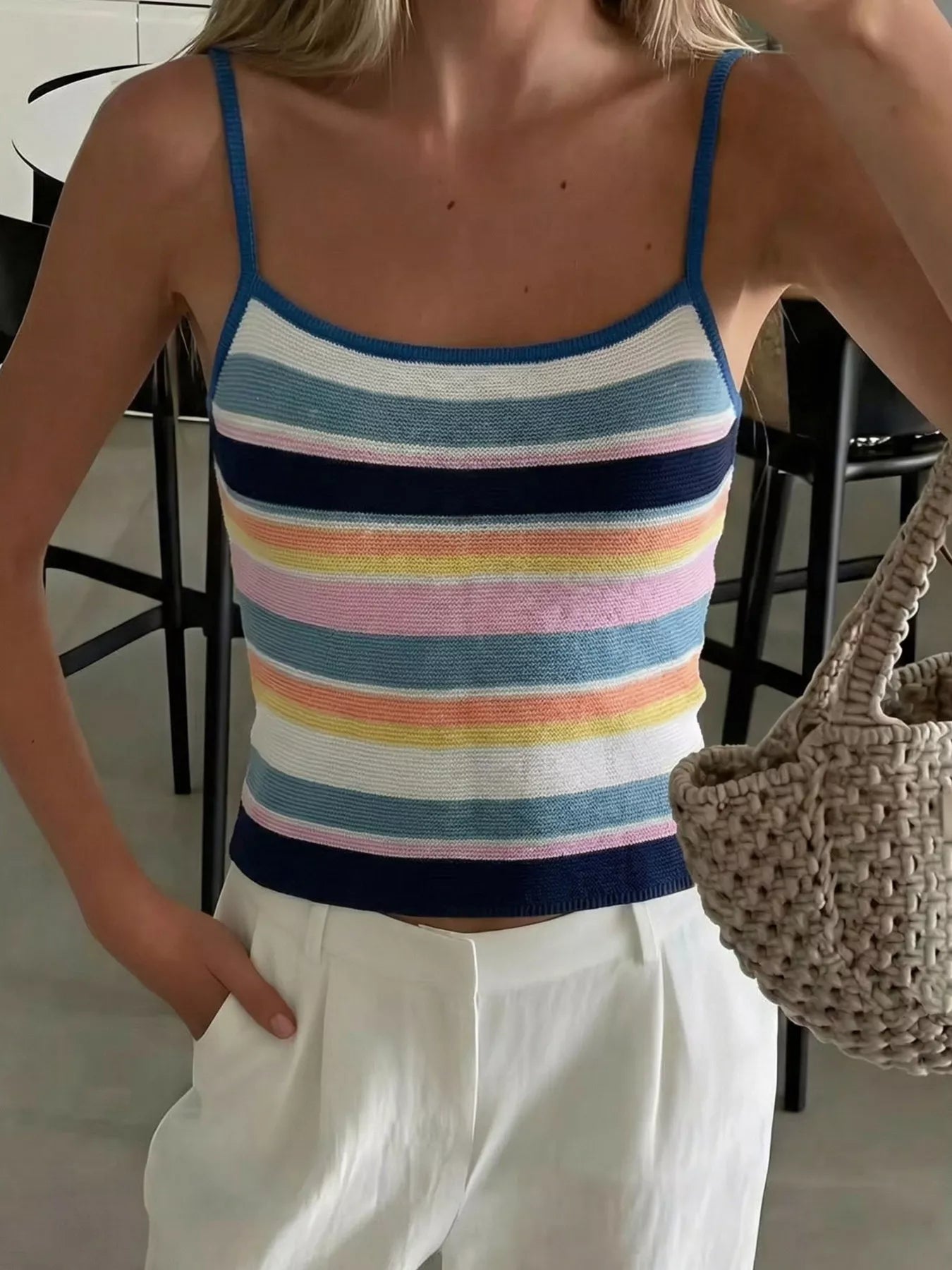 Striped Knit Cami  Shop One Place