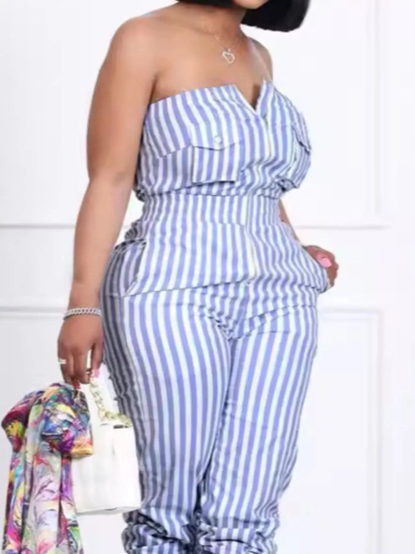Striped Tube Casual Jumpsuit  Shop One Place