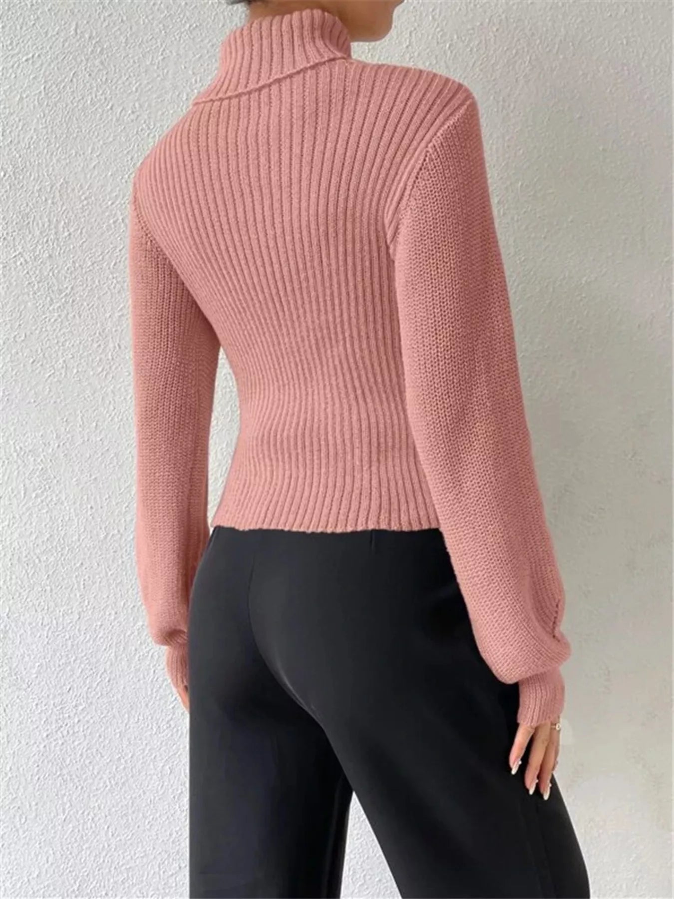Cutout Front Turtleneck Long Sleeve Sweater  Shop One Place