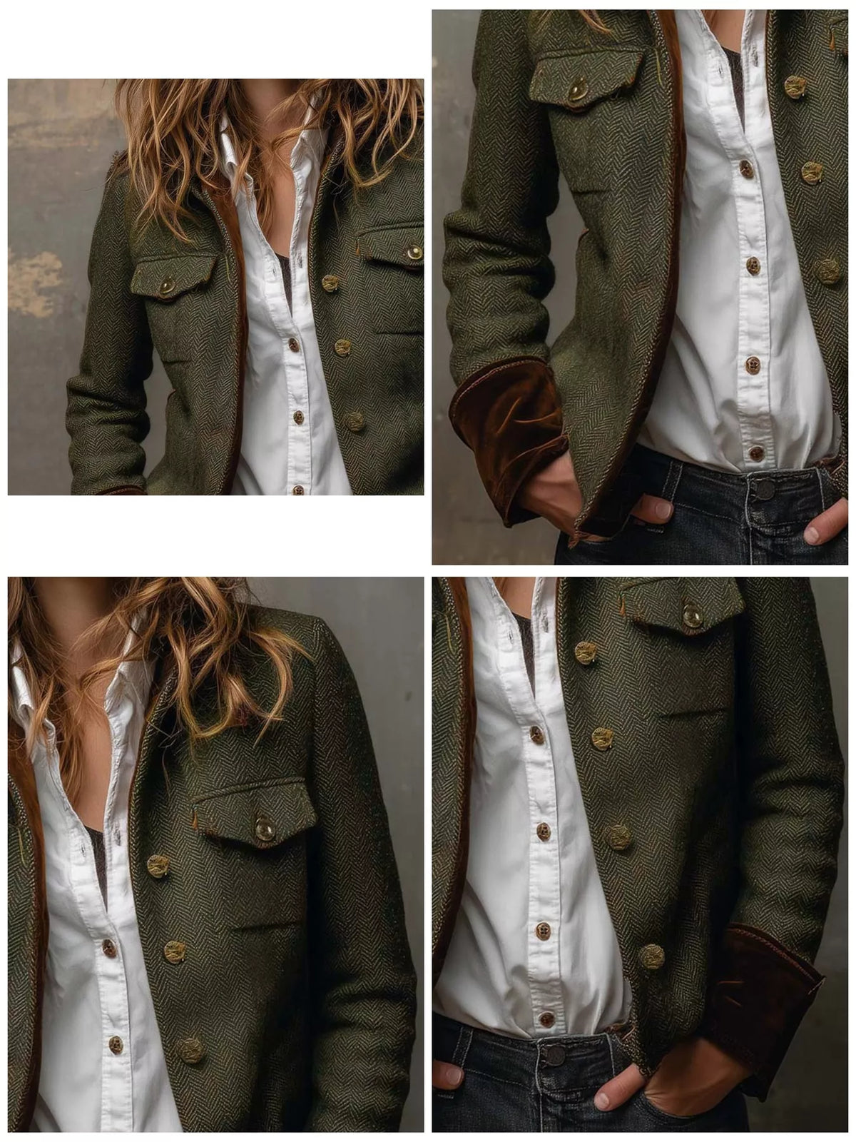 Women's Vintage Herringbone Tweed Blazer – view 9