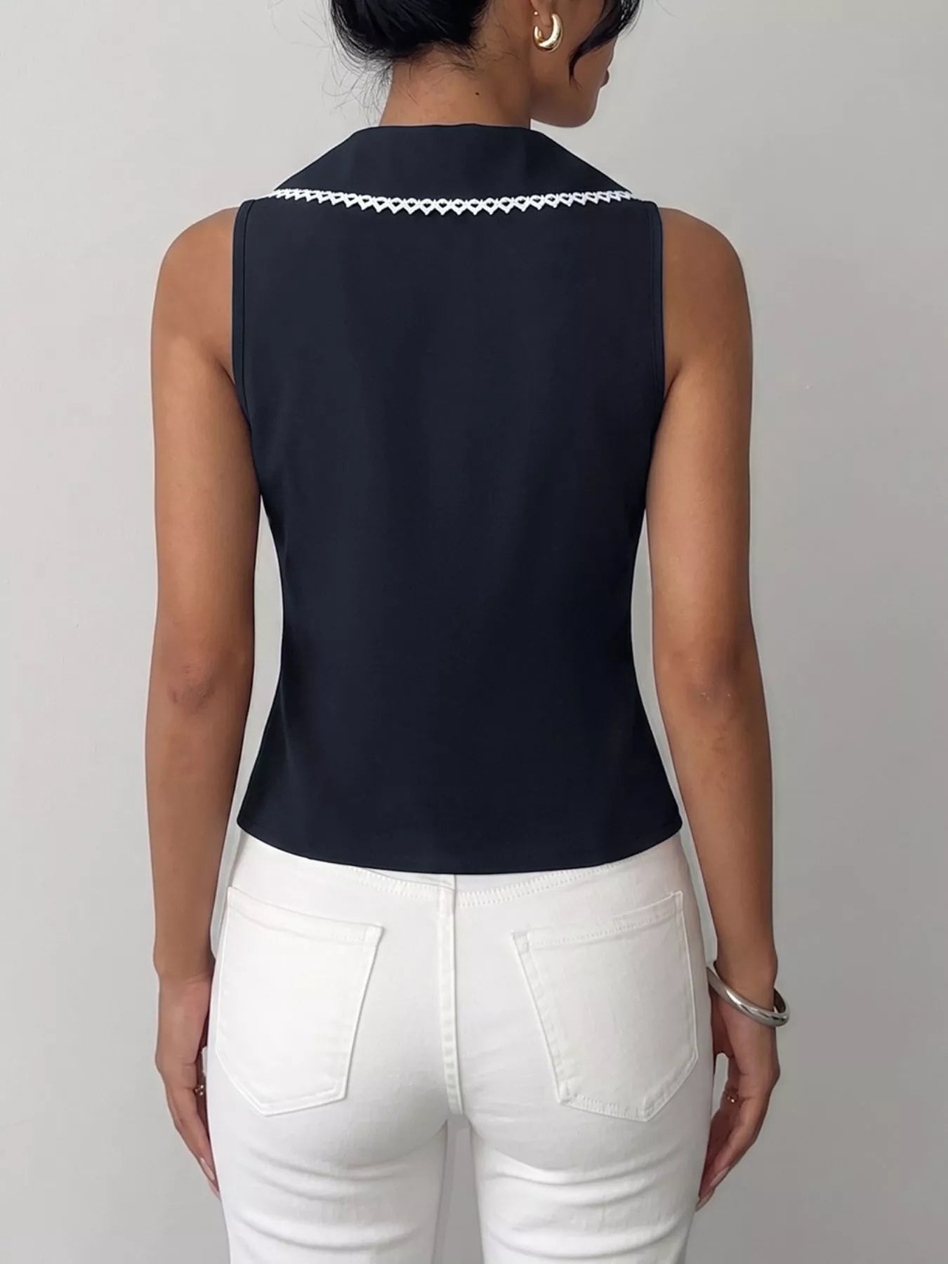 Lace Trim Tie-Front Vest  Shop One Place