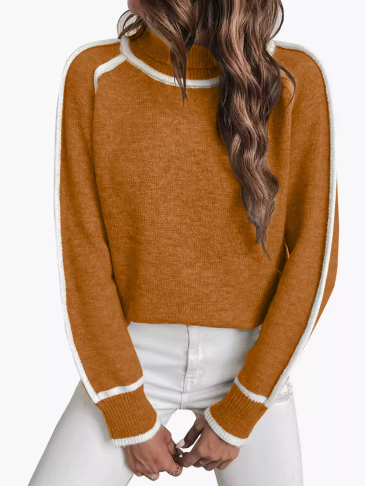 Women's Contrast Trim Turtleneck Sweater – view 9