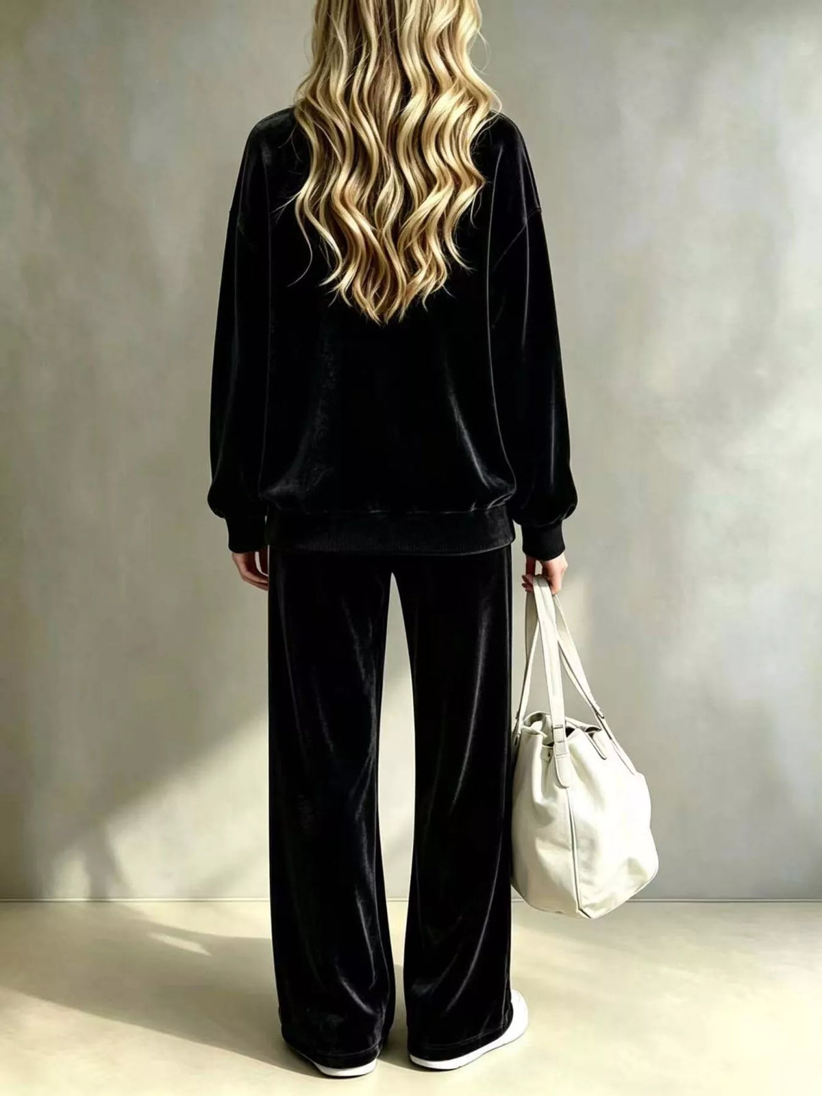 Full Size Velvet Dropped Shoulder Top and Wide-Leg Pants Set Plus Size  Shop One Place