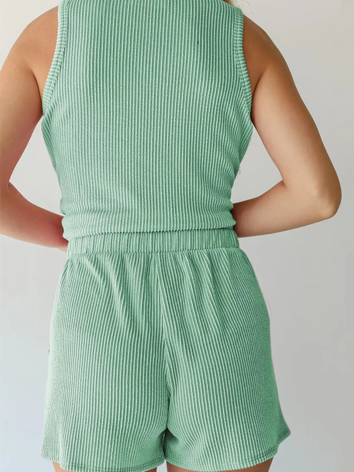 Round Neck Sleeveless Top and Shorts Set  Shop One Place
