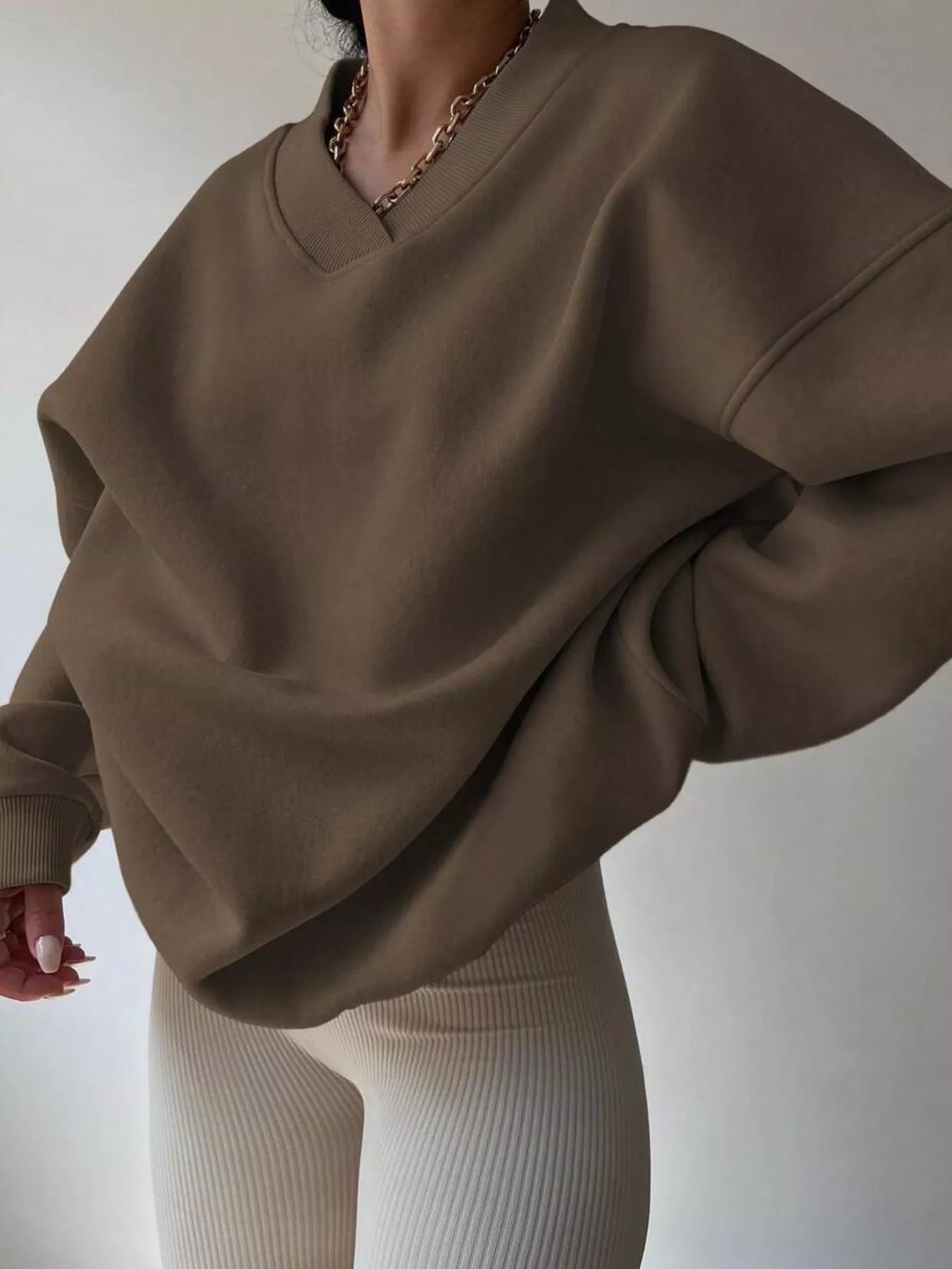 Dropped Shoulder Long Sleeve Oversized Sweatshirt  Shop One Place