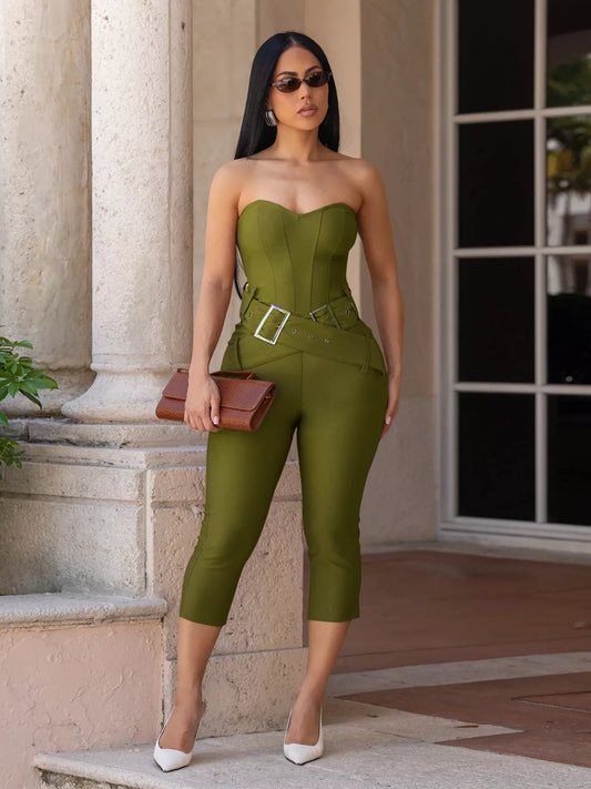 Belted Tube Skinny Jumpsuit  Shop One Place