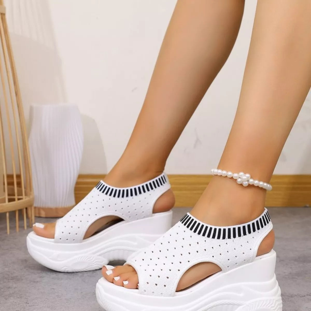 Mesh Platform Wedge Sandals  Shop One Place