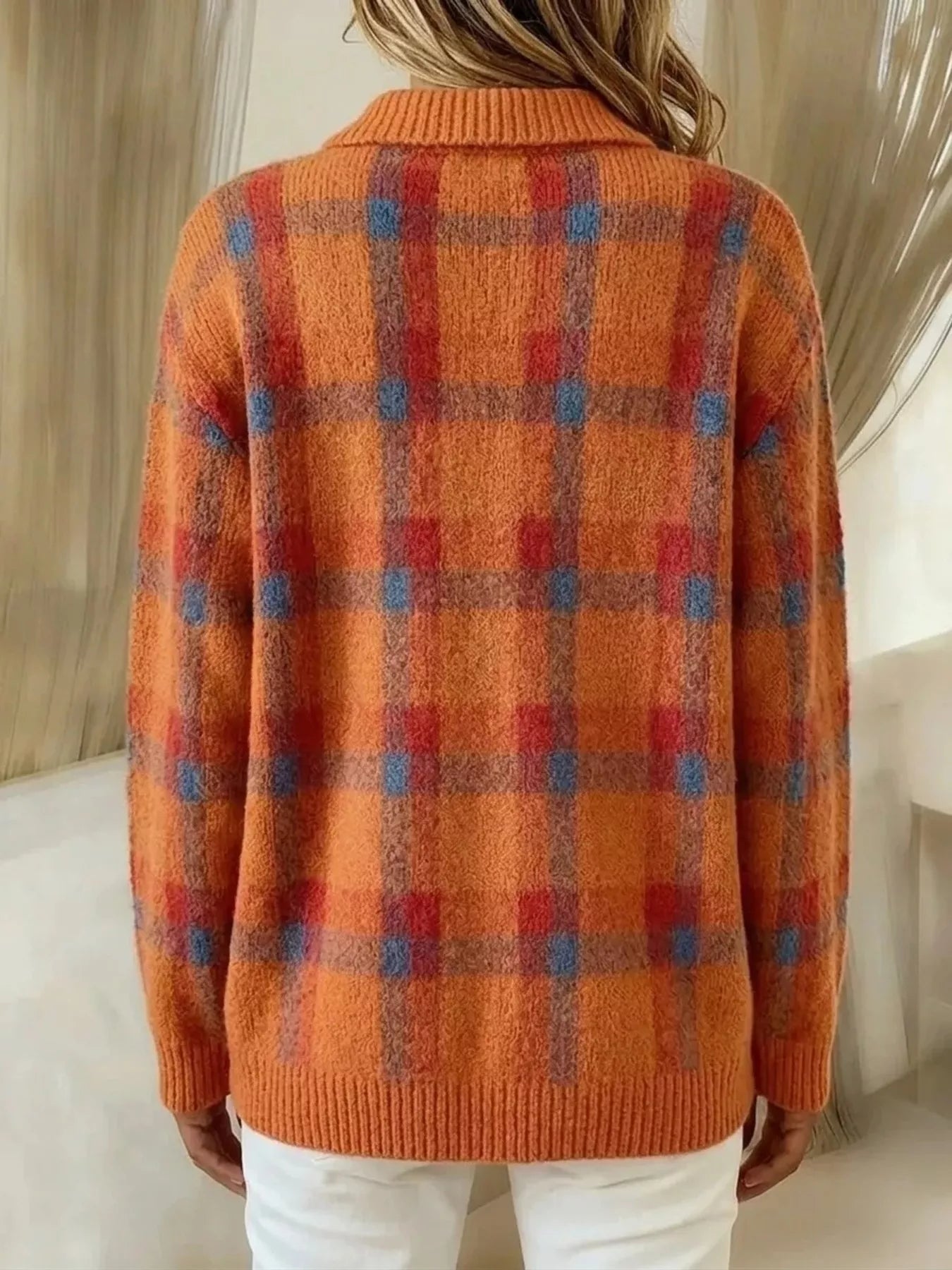 Plaid Button-Up Cardigan  Shop One Place