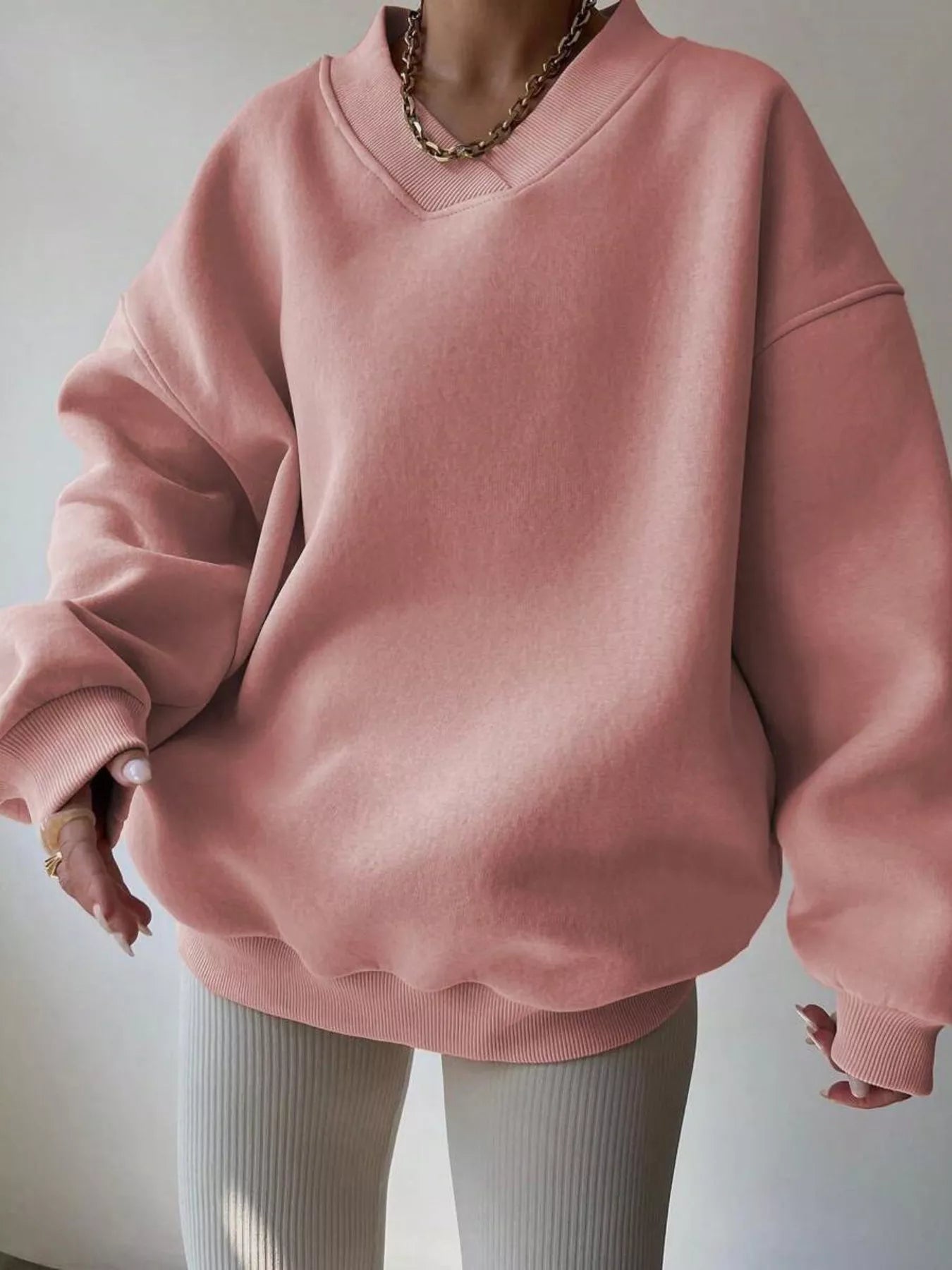 Dropped Shoulder Long Sleeve Oversized Sweatshirt  Shop One Place