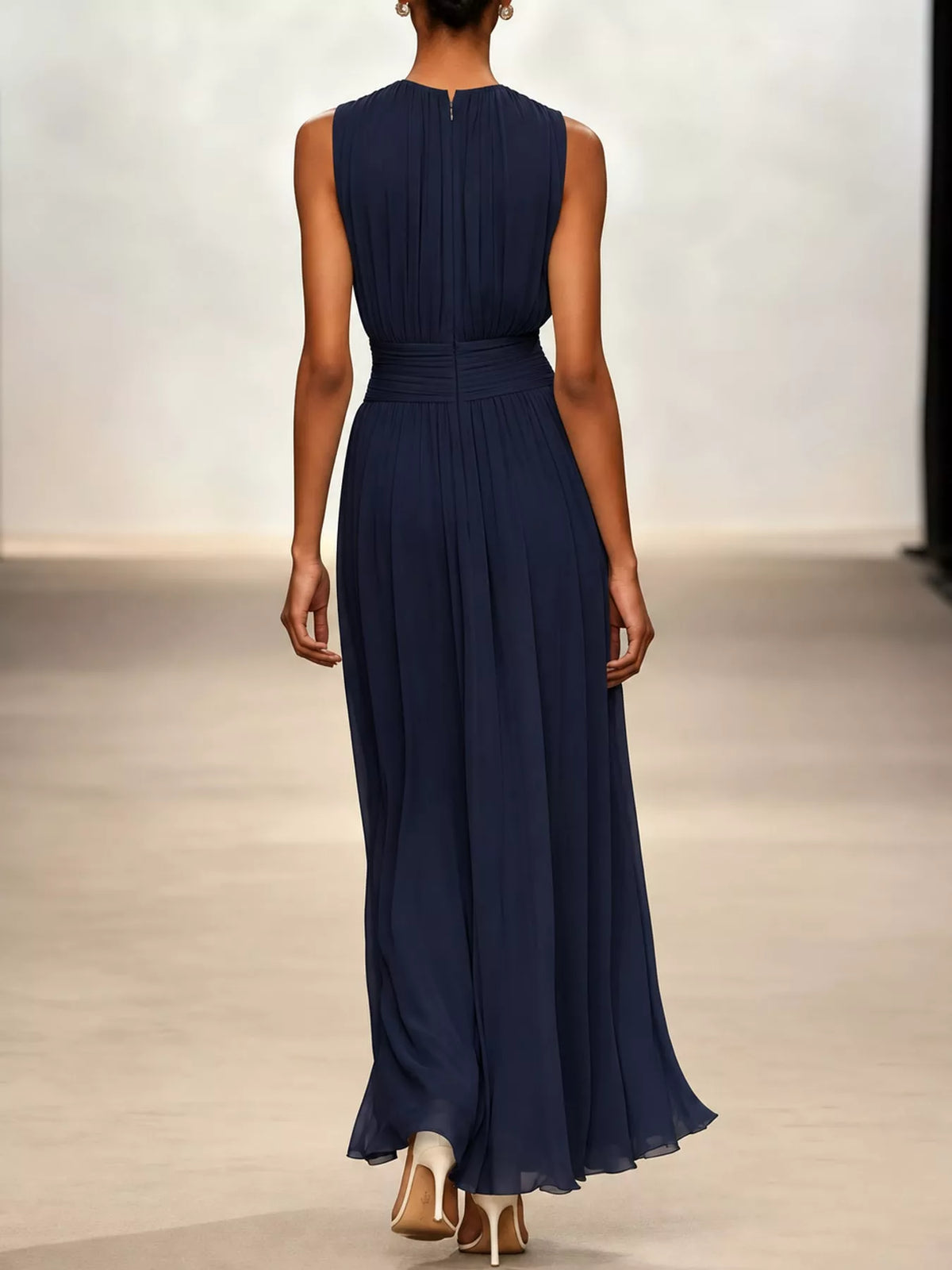 Women's Sleeveless Ruched Chiffon Maxi Dress – view 19