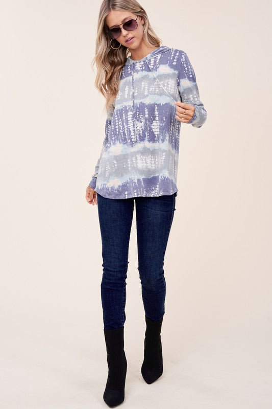 TERRY TIE DYE LONG HOODIE TOP