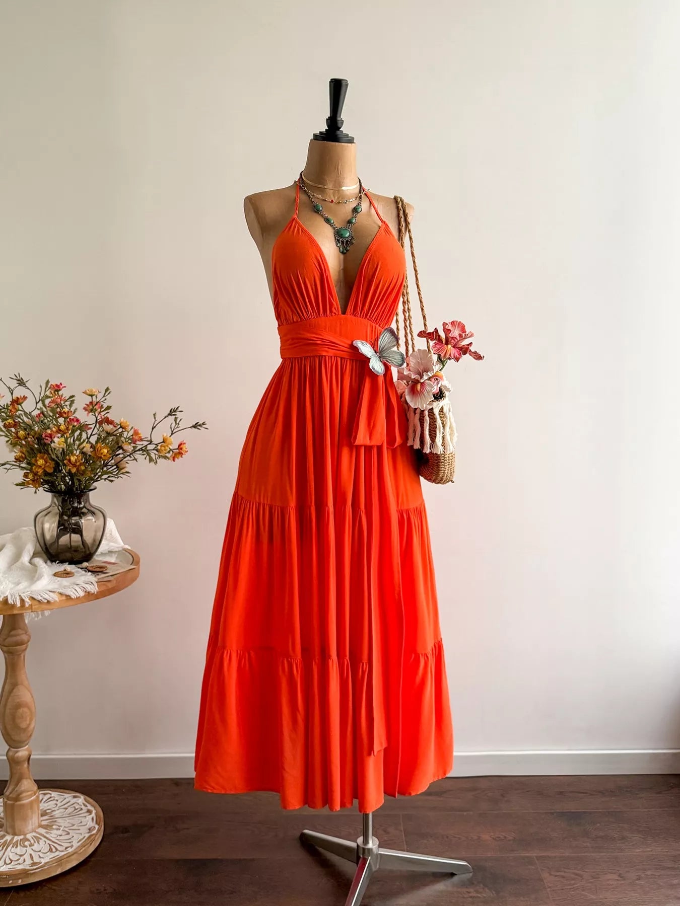 Halter Neck Tiered Dress  Shop One Place