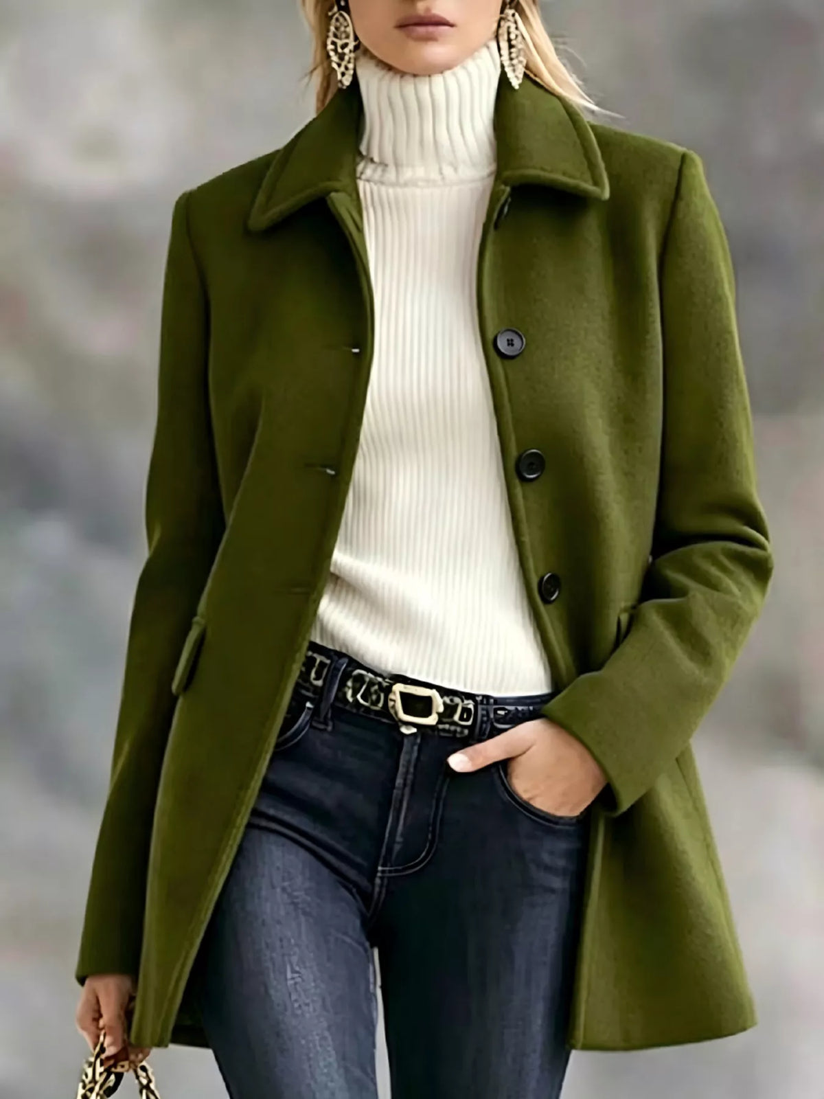 Women's Button-Up Collared Coat – view 3