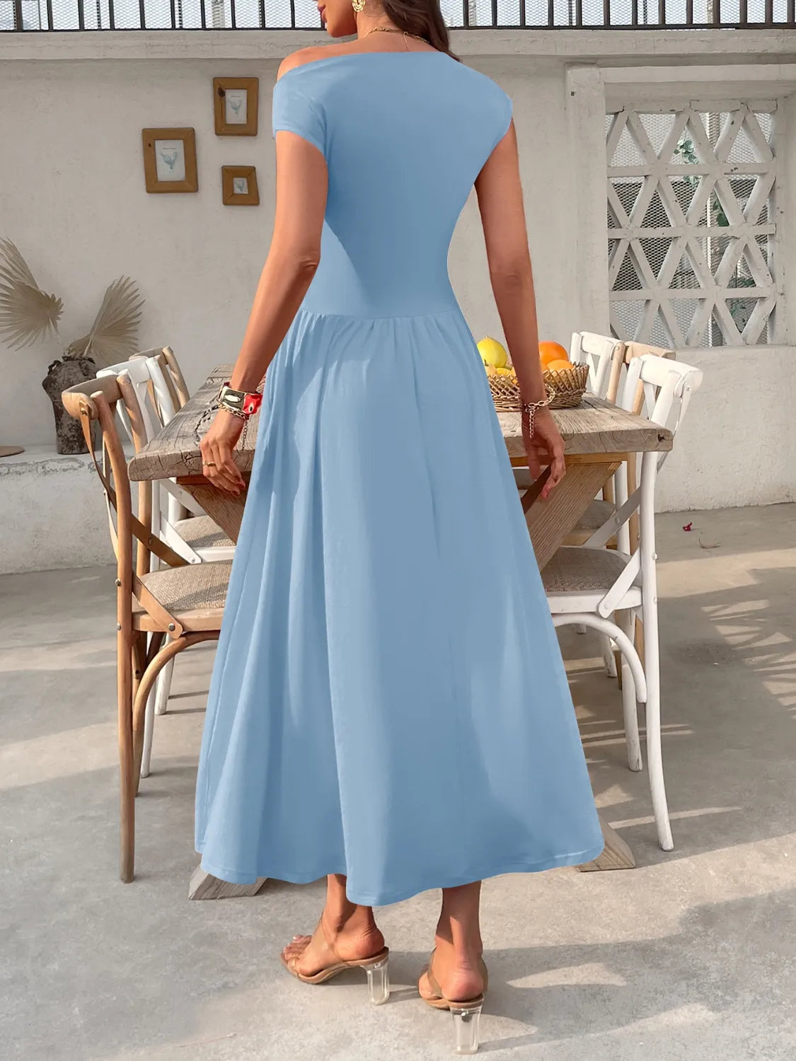 Single Shoulder Midi Dress with Pockets  Shop One Place
