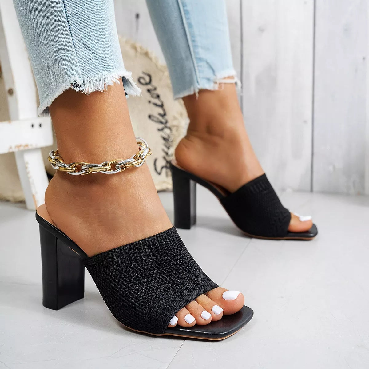 Open Toe Block Heels Sandals  Shop One Place