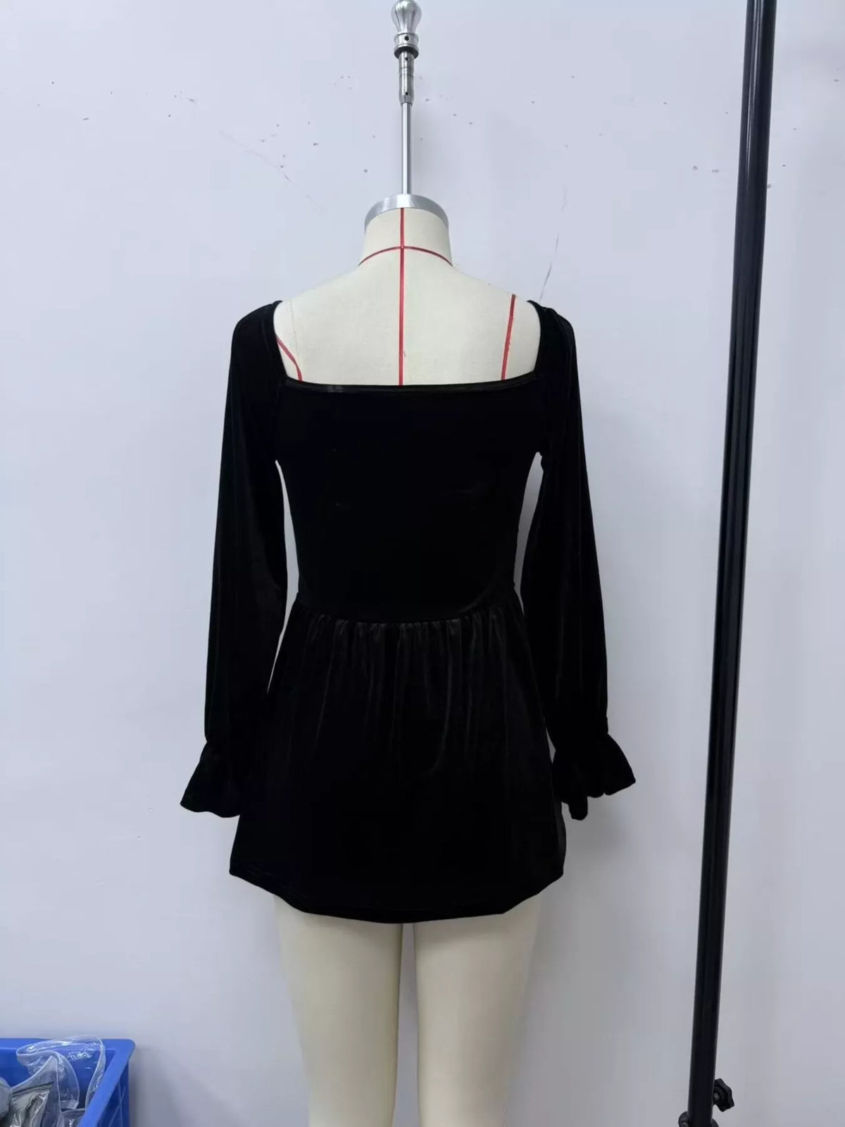 Women's Velvet Smocked Peplum Blouse – view 9