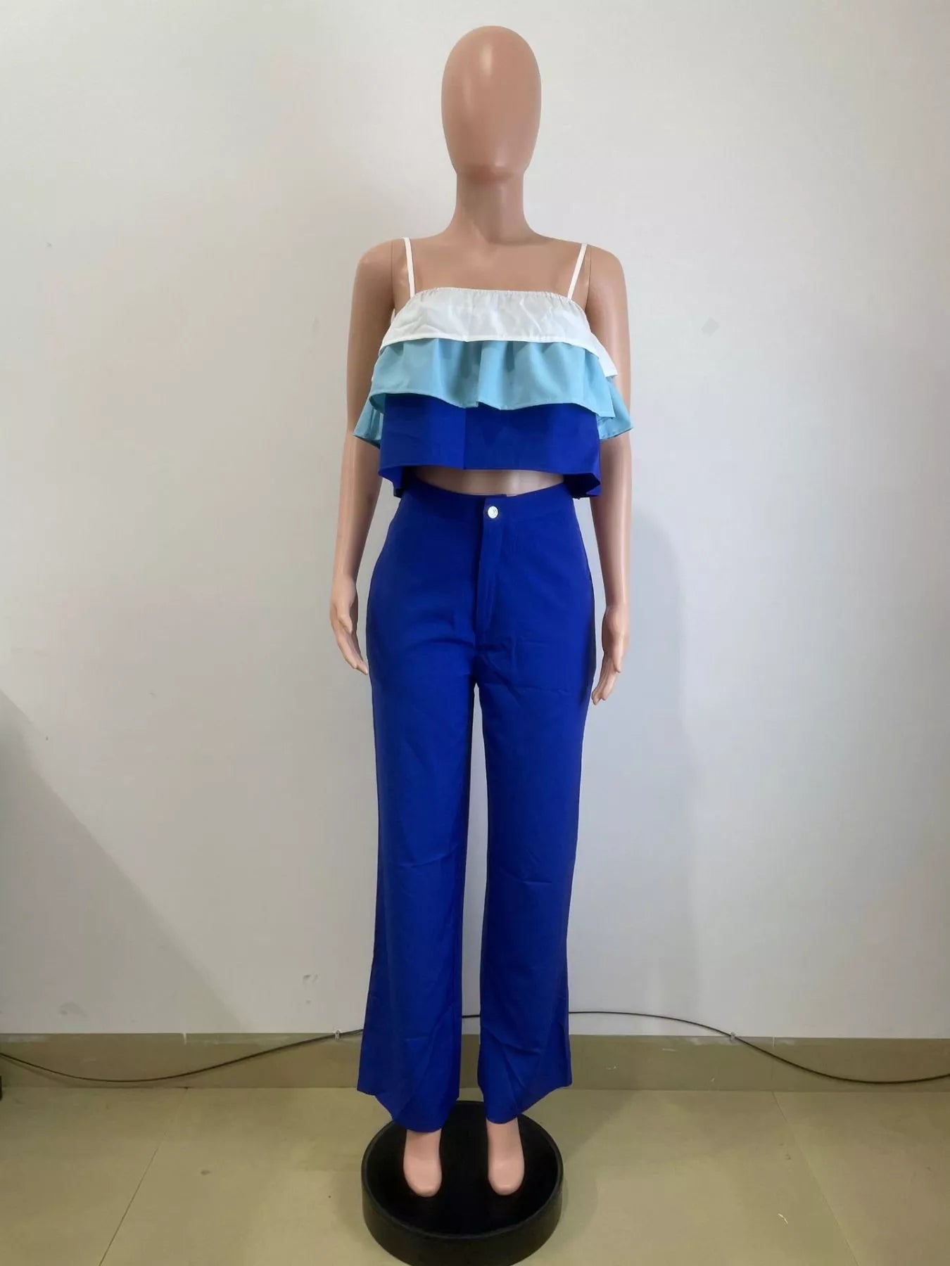 Layered Ruffle Crop Top and Pants Set  Shop One Place