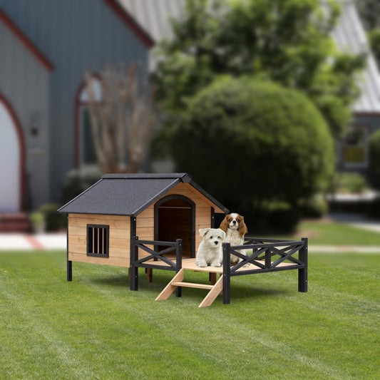Outdoor Large Wooden Cabin House Style Wooden Dog Kennel with Porch  Shop One Place