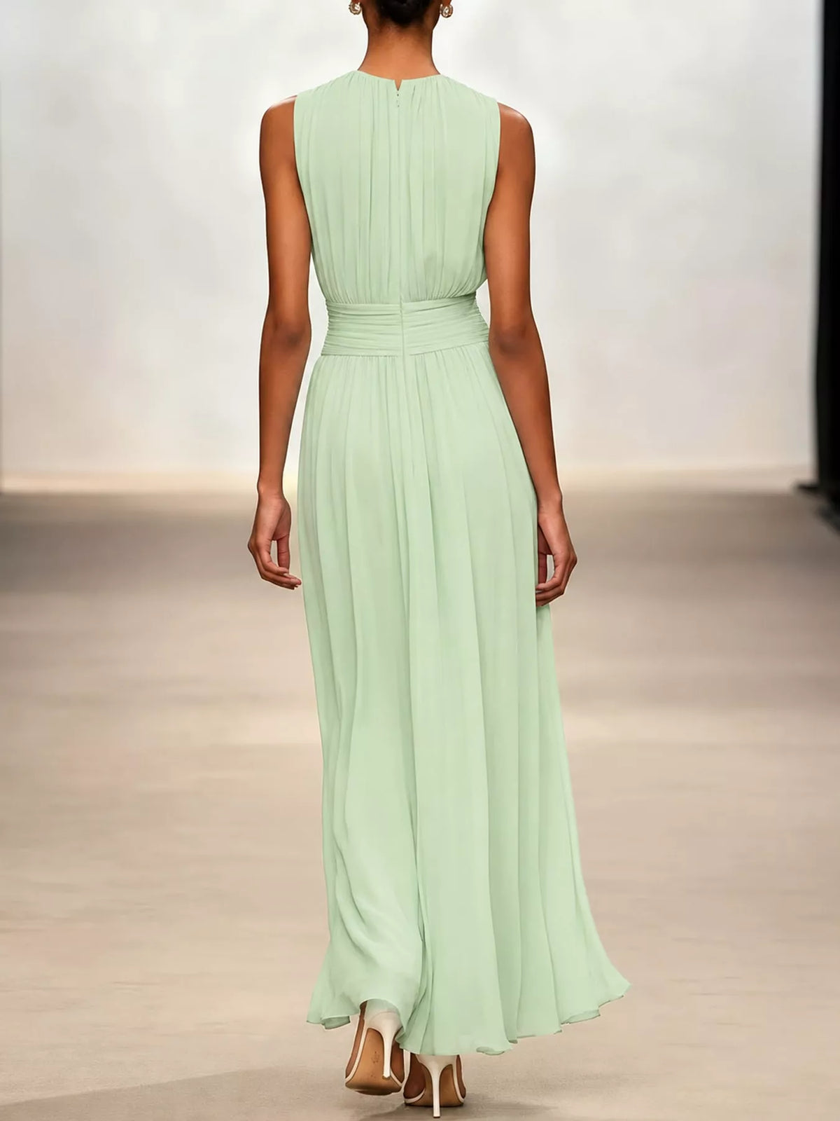 Women's Sleeveless Ruched Chiffon Maxi Dress – view 12