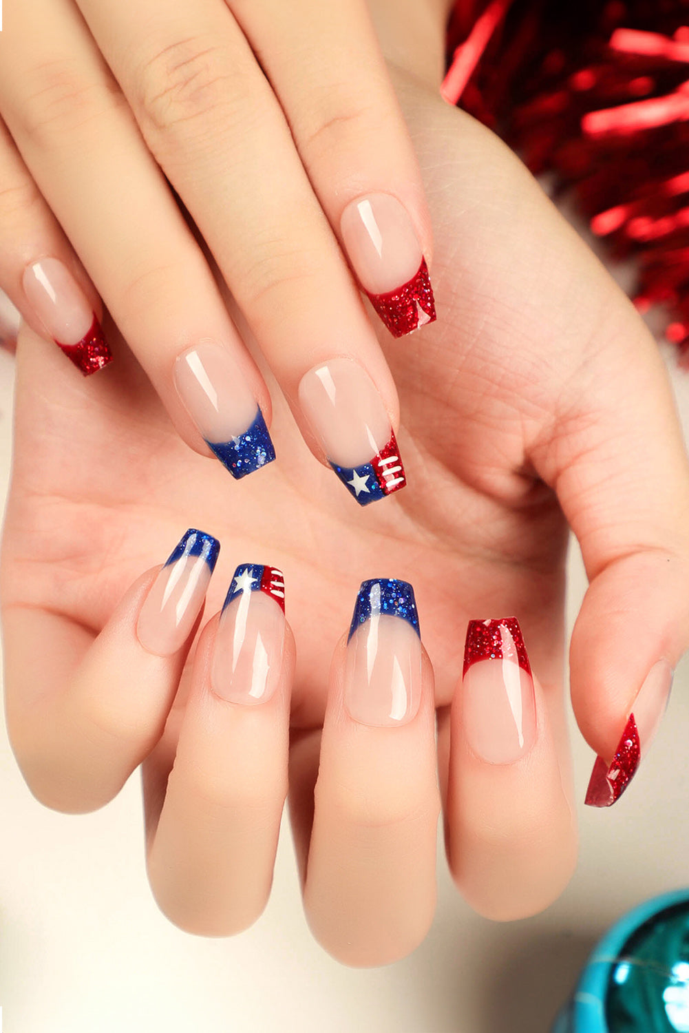 Red Patriotic Fourth of July Nail Sticker Set