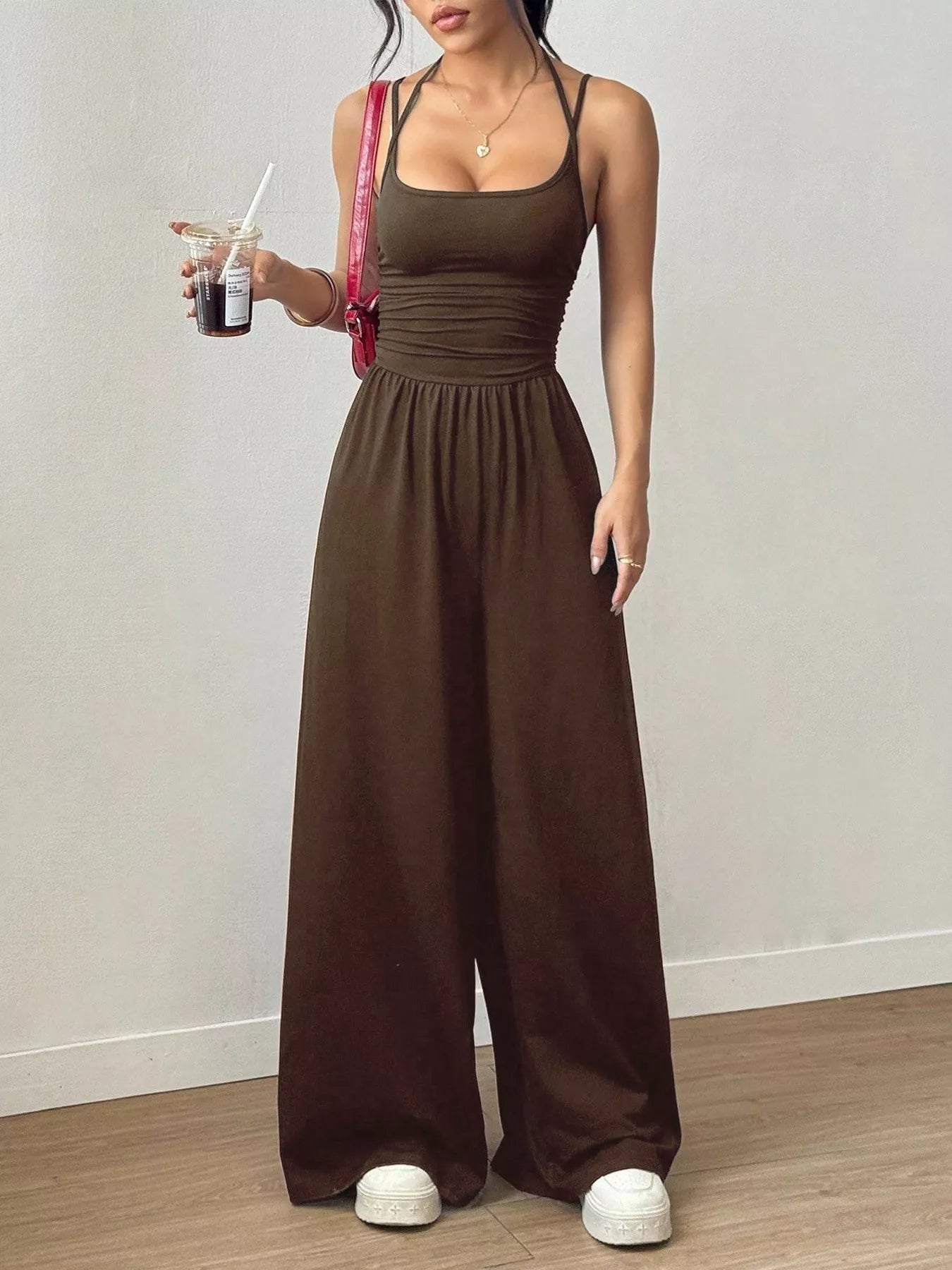 Spaghetti Strap Wide Leg Jumpsuit  Shop One Place