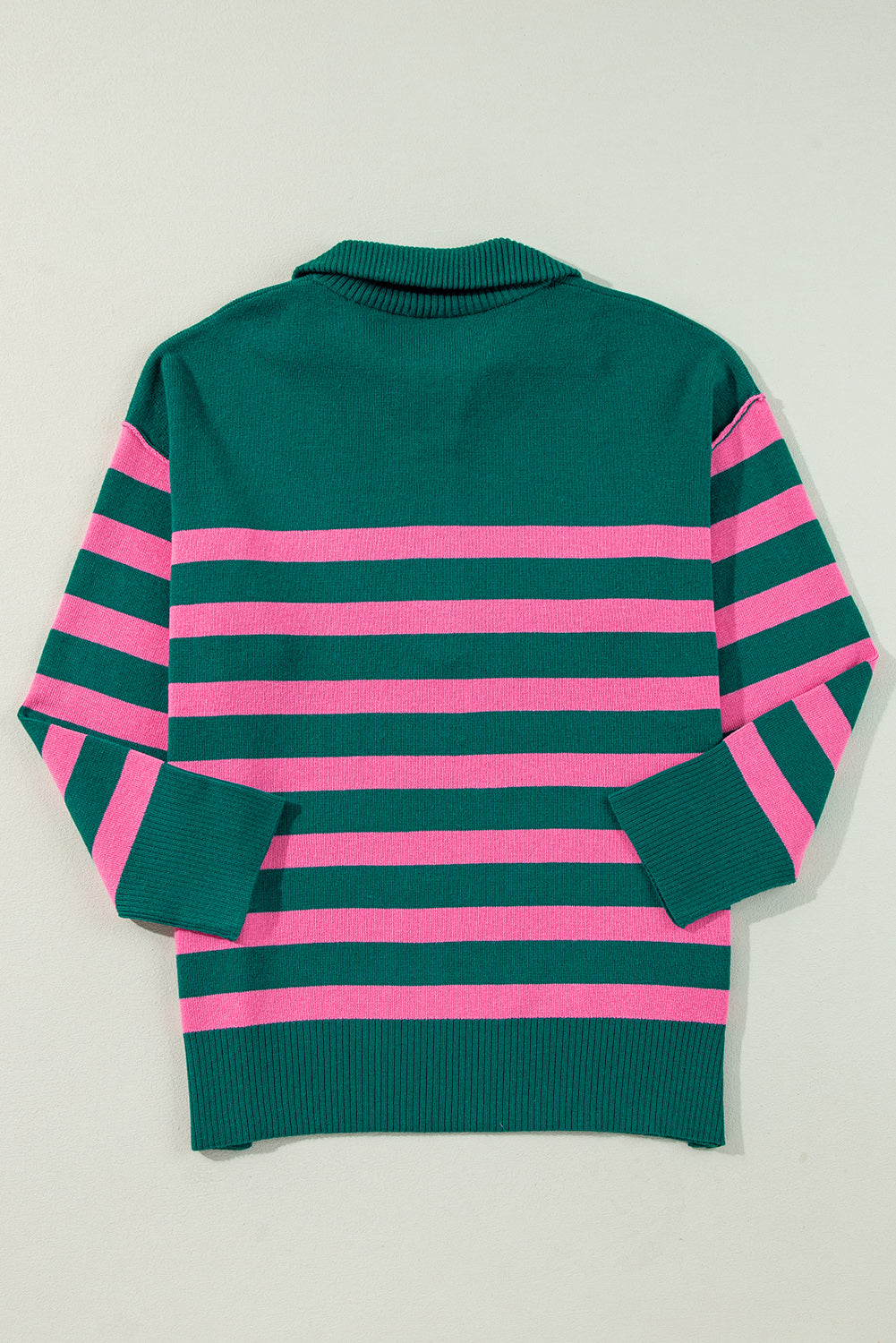 Striped Collared Quarter Zip Oversized Sweater