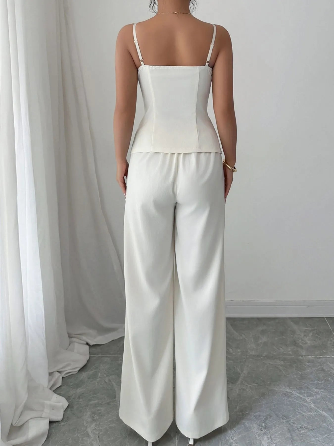 Button Front Cami and Pants Set  Shop One Place
