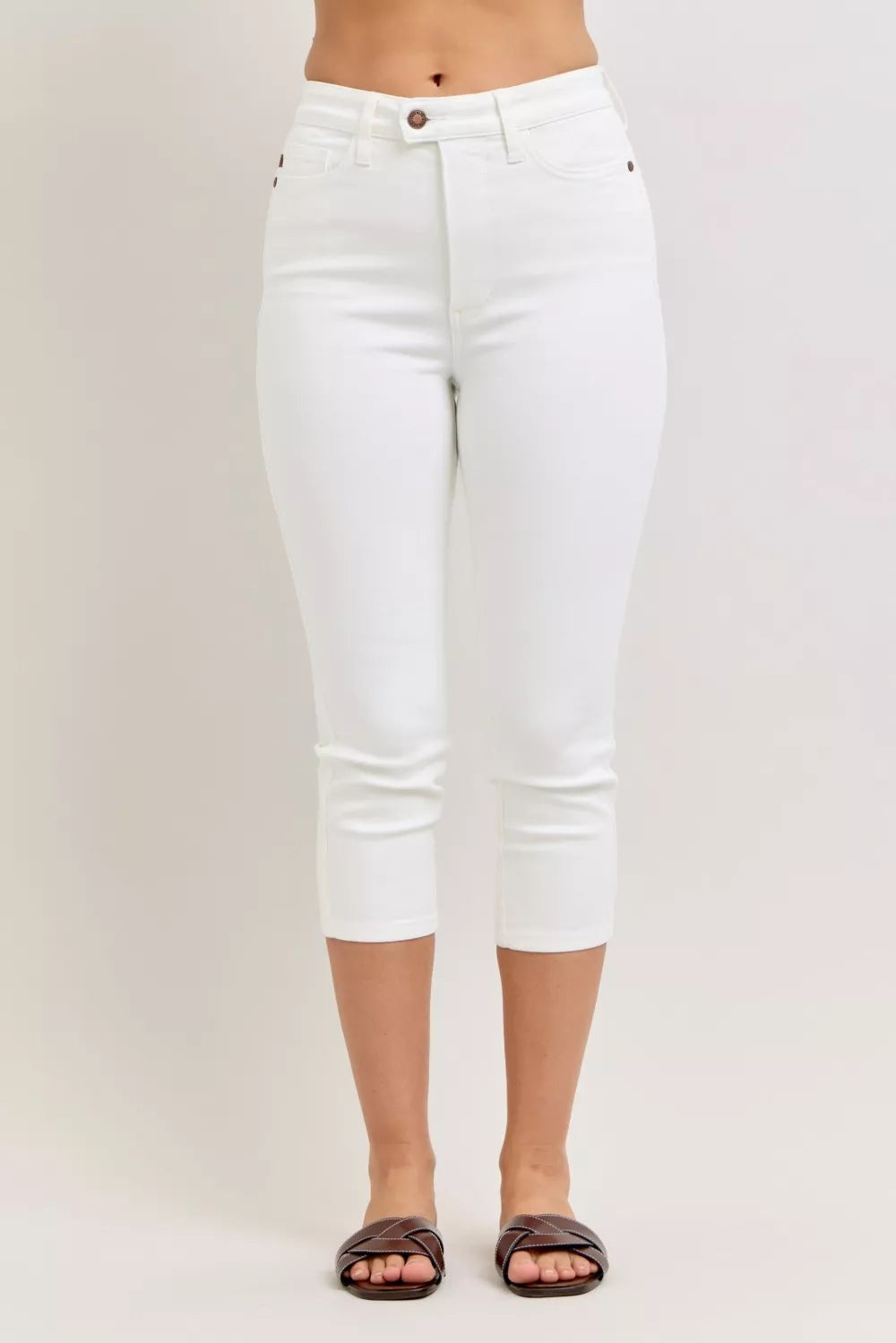 Judy Blue High Waist Extended Waistband Capri Pants with Spade Pockets  Shop One Place