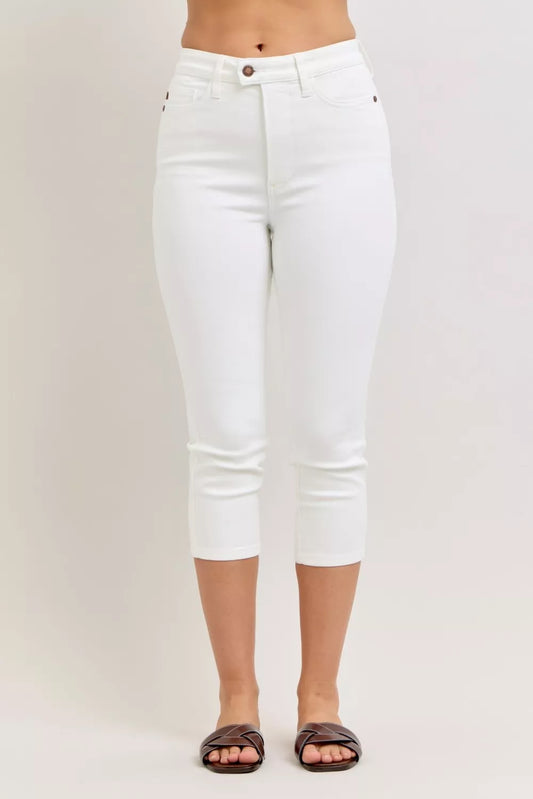 Judy Blue High Waist Extended Waistband Capri Pants with Spade Pockets  Shop One Place