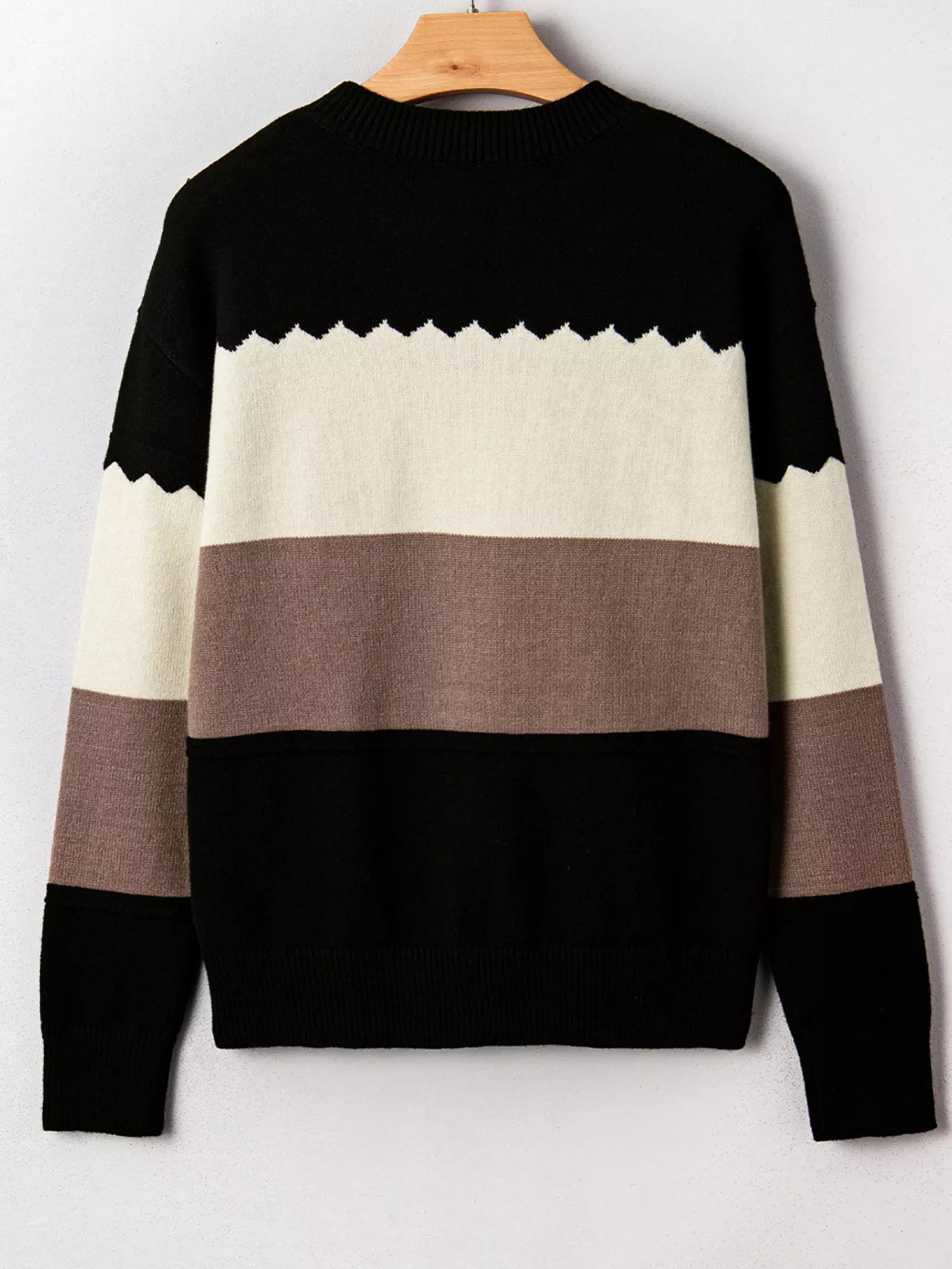 Color Block Crew Neck Drop Shoulder Sweater  Shop One Place