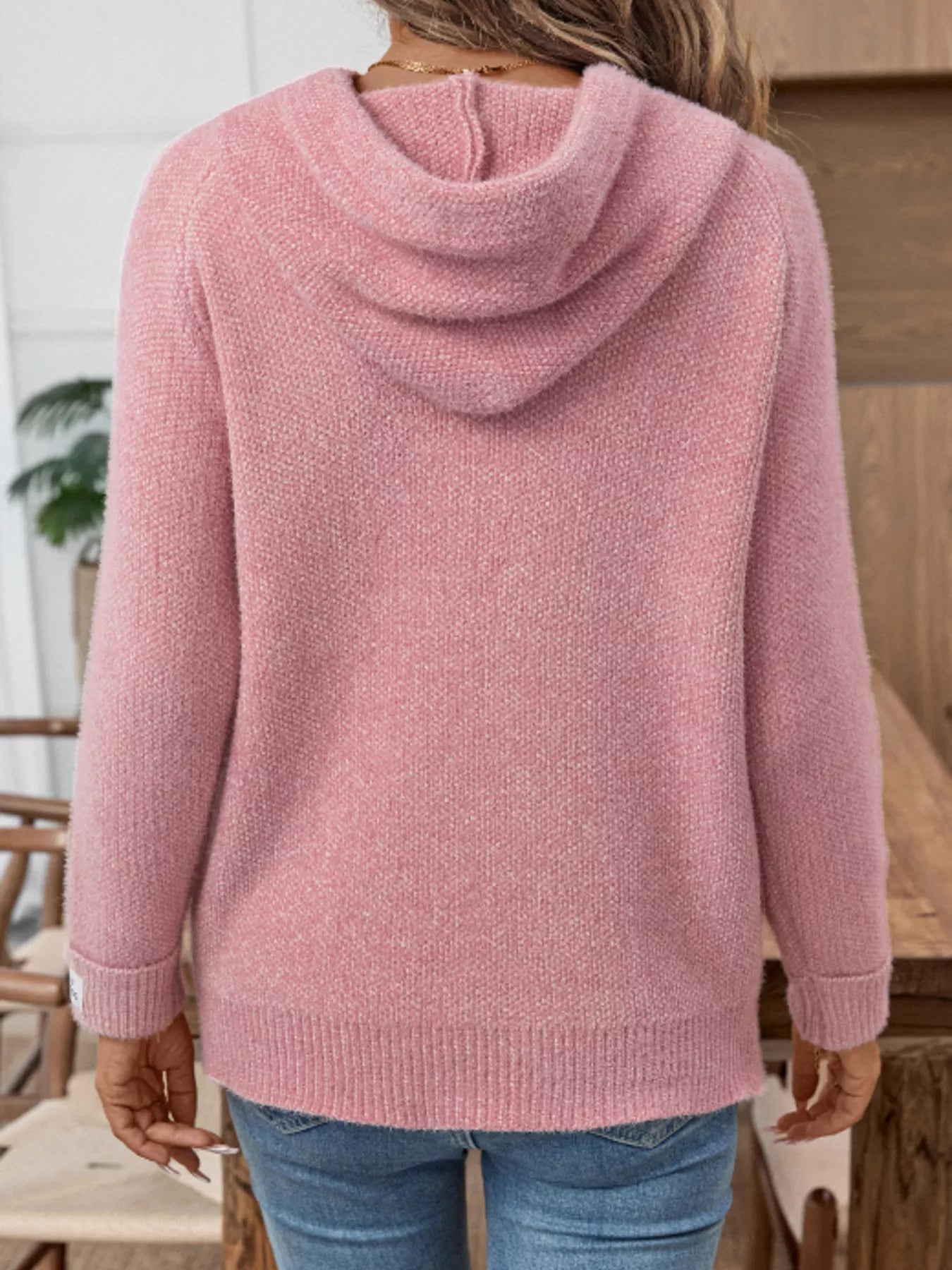 Long Sleeve Drawstring Hooded Sweater  Shop One Place